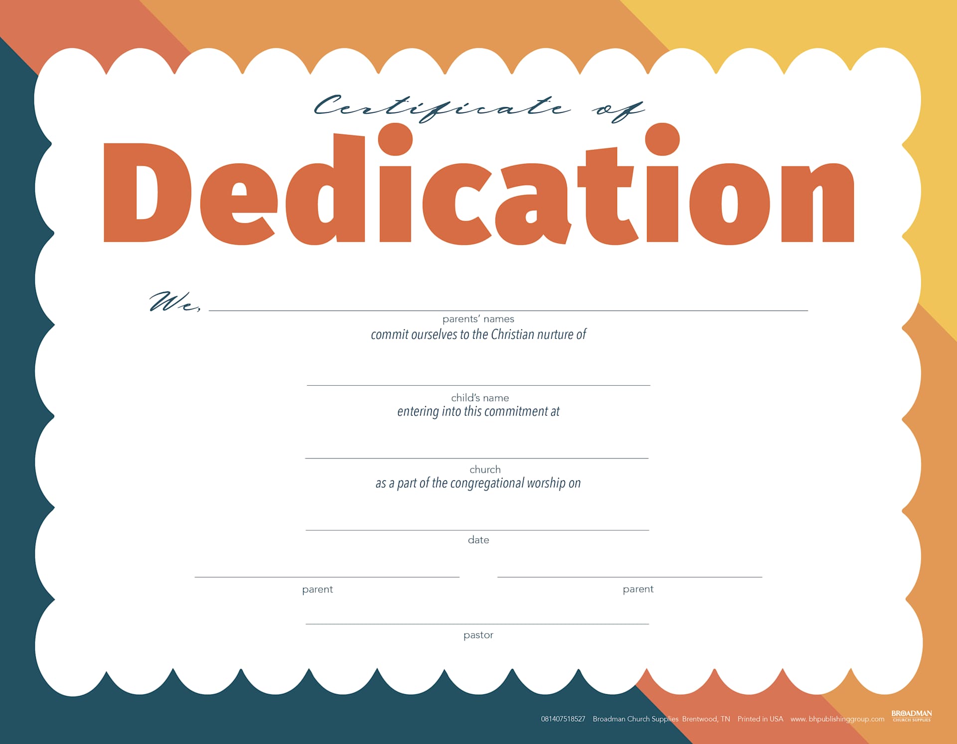 Certificate of Dedication (Package of 6) | Lifeway