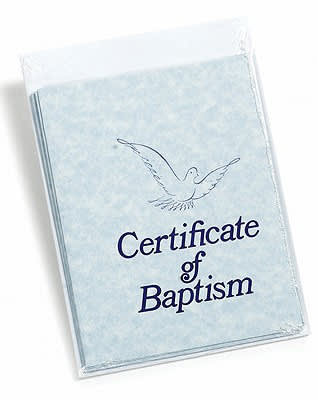 Certificate of Baptism - Blue Folded Parchment Paper (Package of 6)