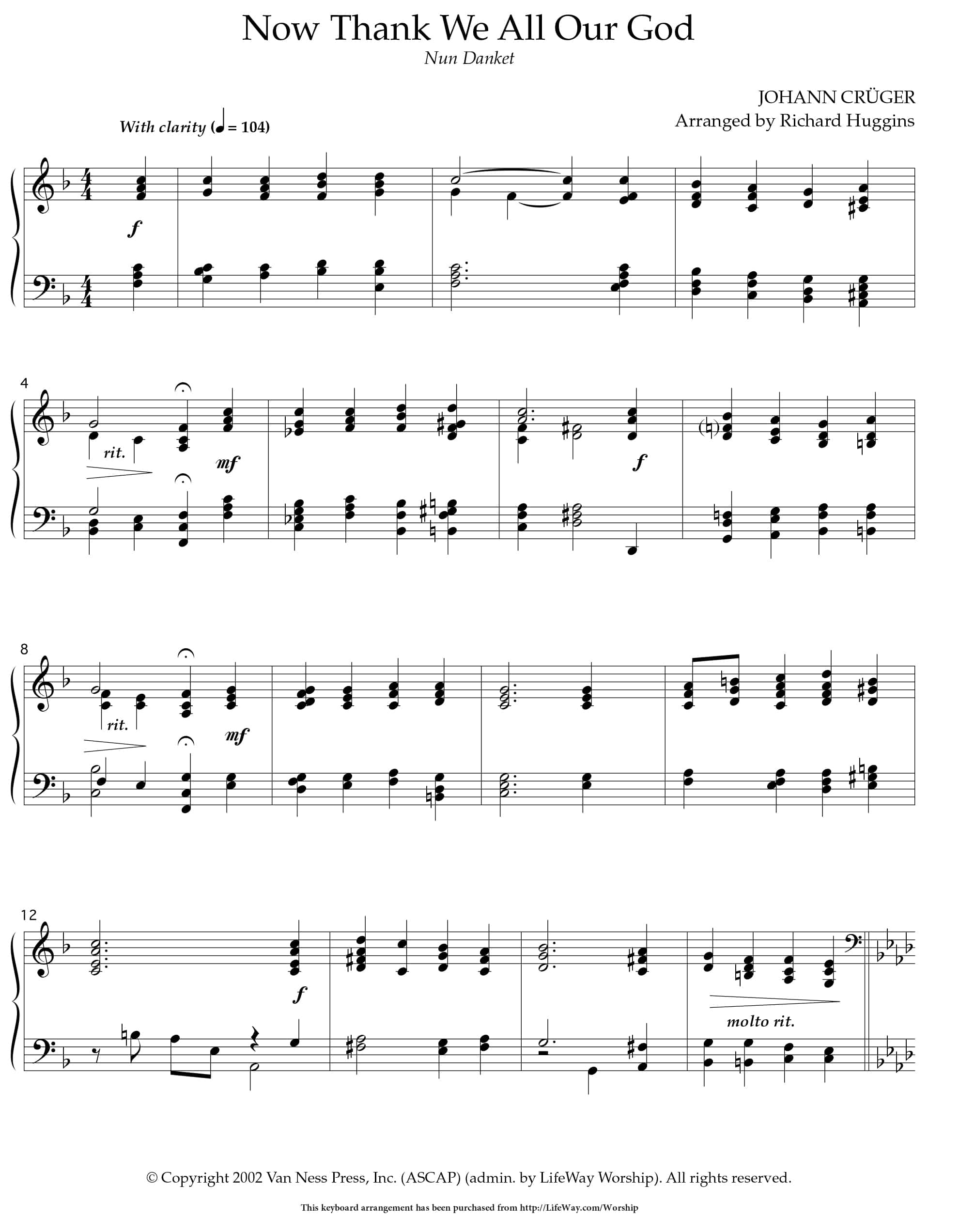 Now Thank We All Our God - Downloadable Keyboard Arrangement