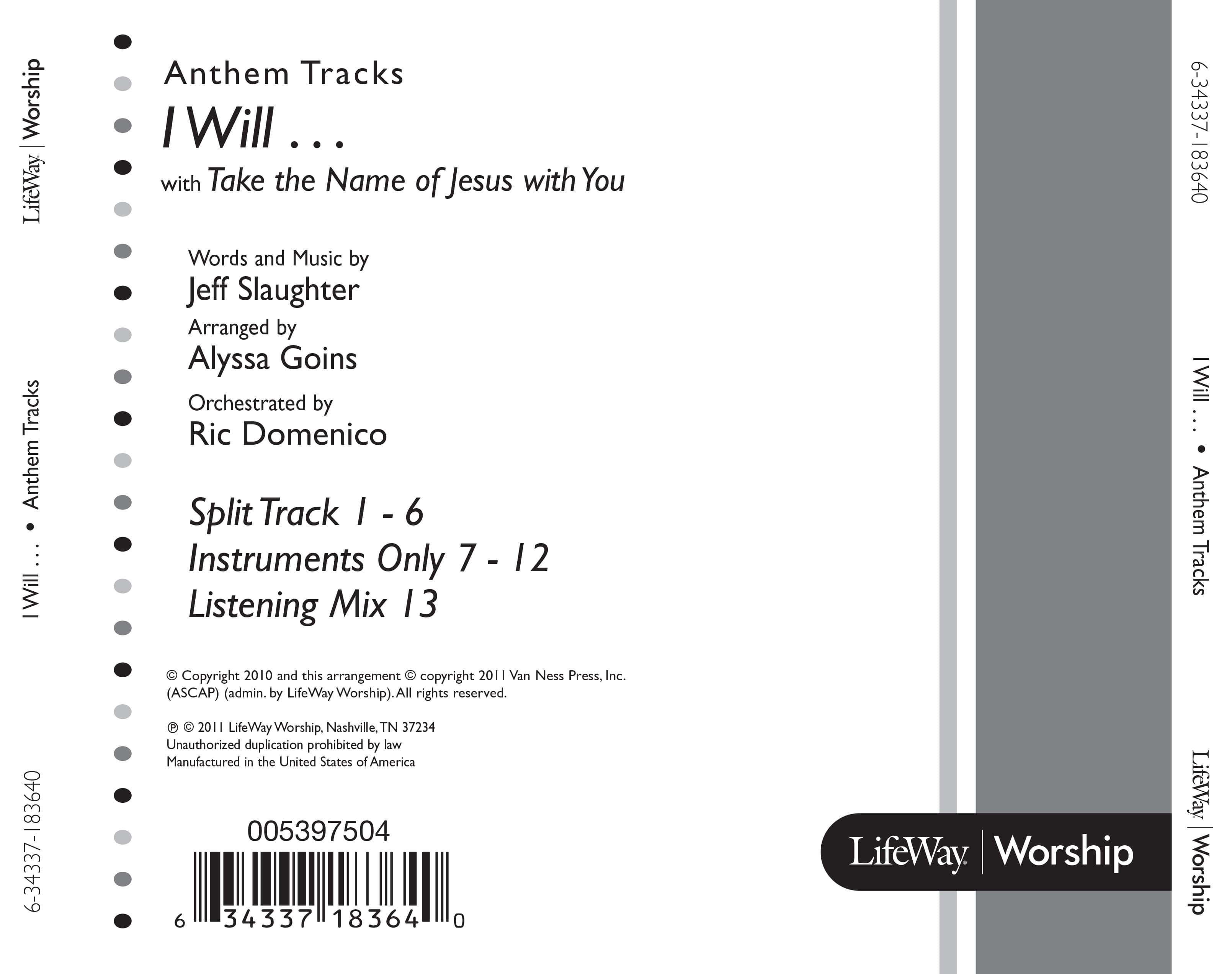 I Will with Take the Name of Jesus with You - Anthem Accompaniment CD