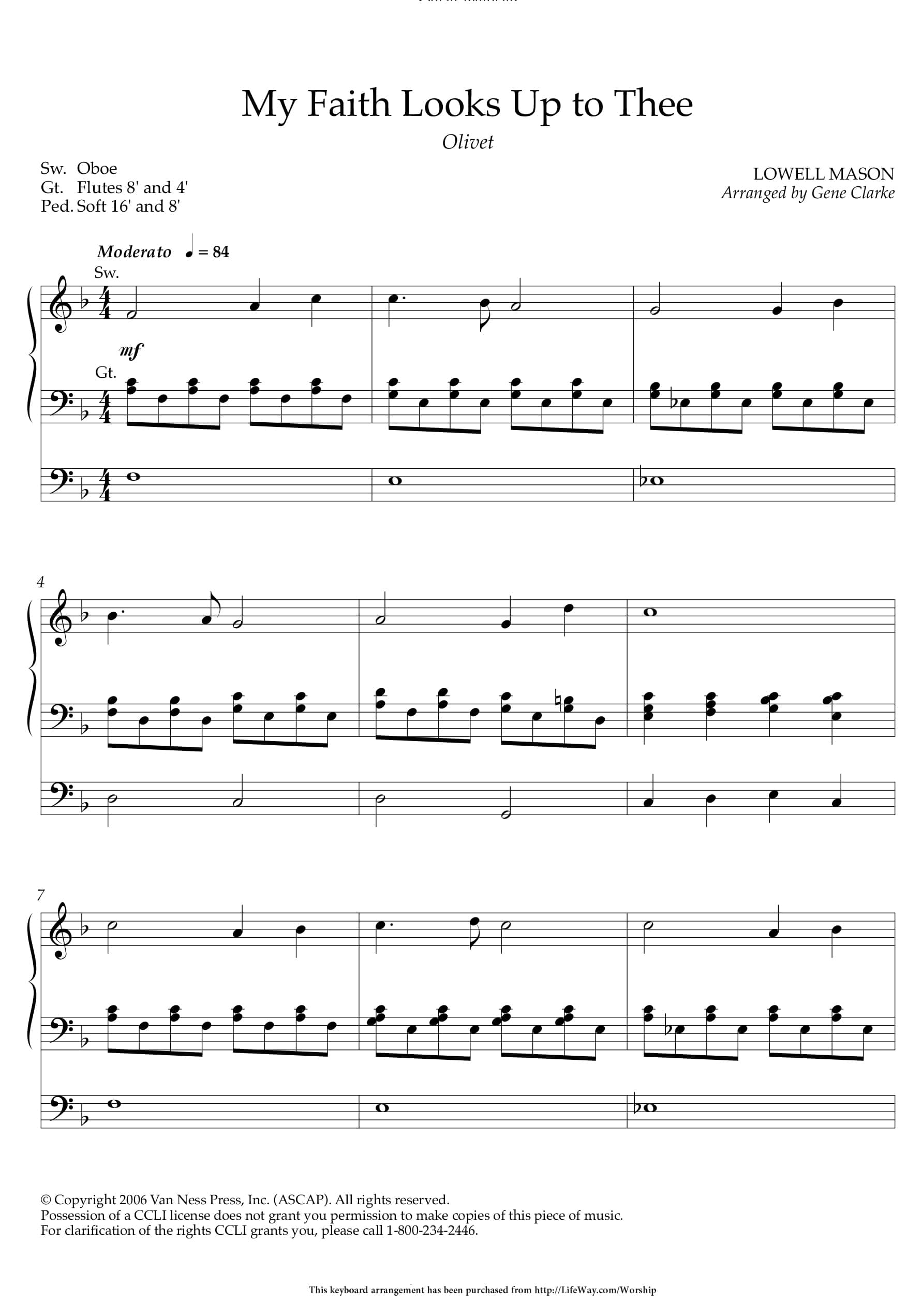 My Faith Looks Up to Thee - Downloadable Keyboard Arrangement