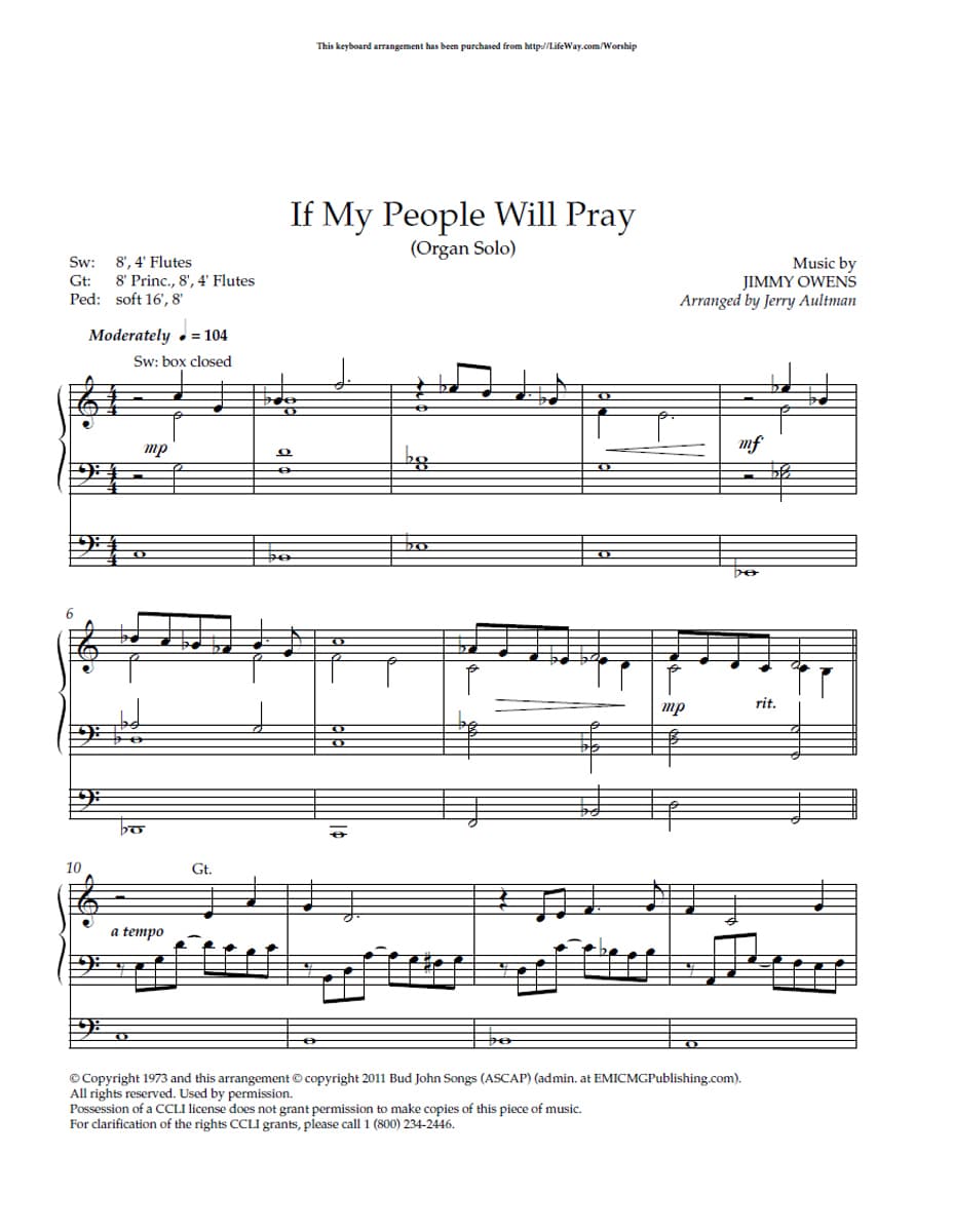 If My People Will Pray - Downloadable Keyboard Arrangement
