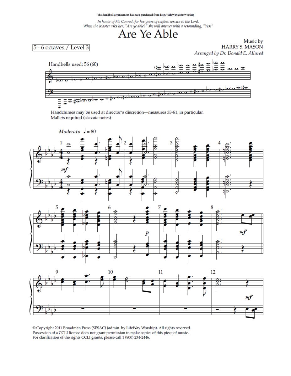Are Ye Able - Downloadable Handbell Arrangement