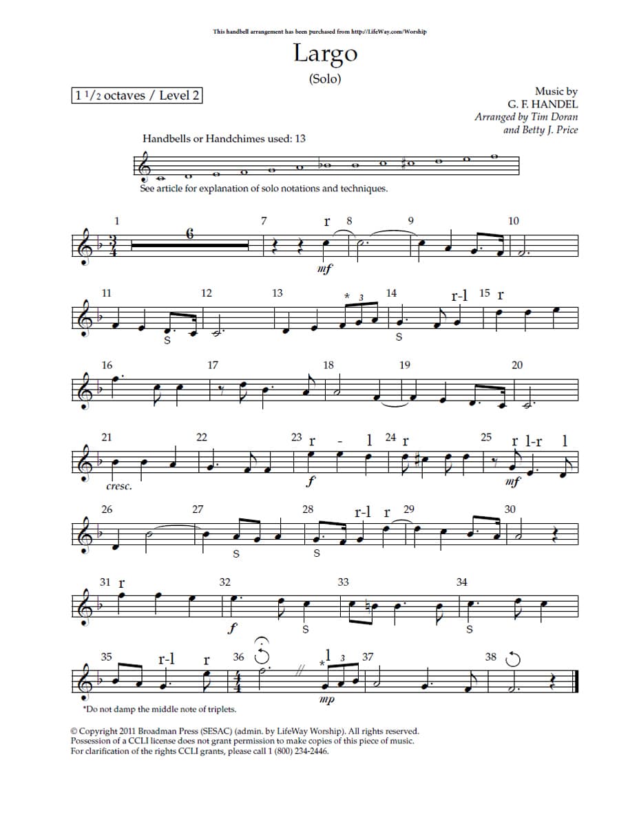 Largo - Downloadable Handbell Arrangement