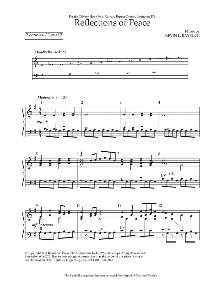 Reflections of Peace - Downloadable Handbell Arrangement