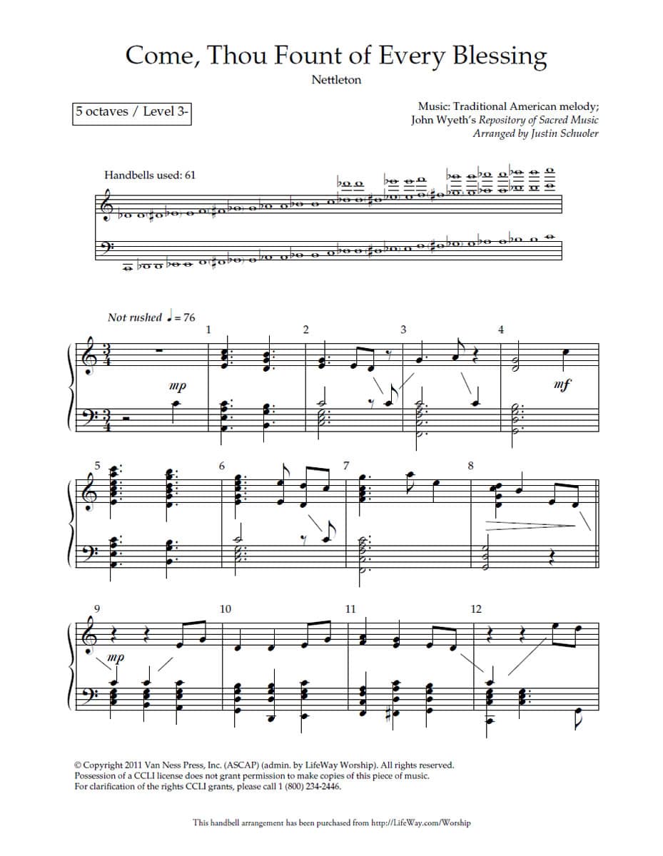 Come, Thou Fount of Every Blessing - Downloadable Handbell Arrangement