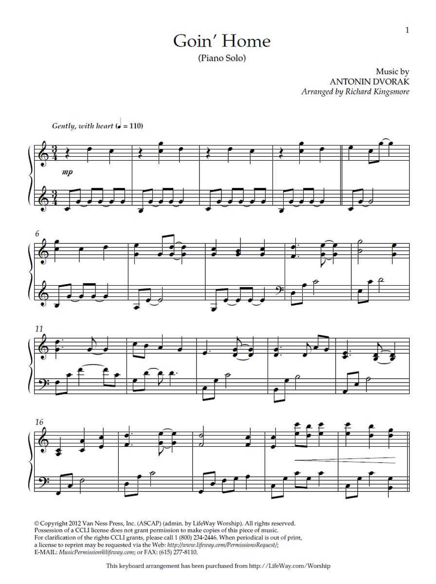 Goin' Home - Downloadable Keyboard Arrangement