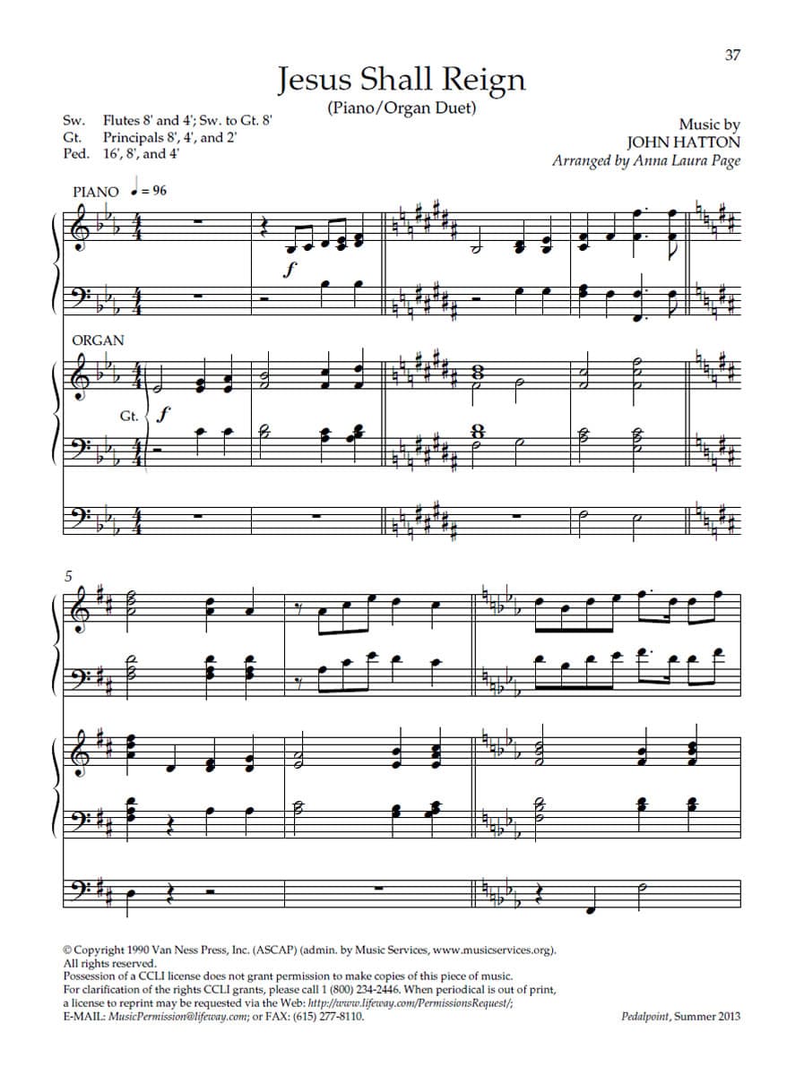 Jesus Shall Reign - Downloadable Keyboard Arrangment