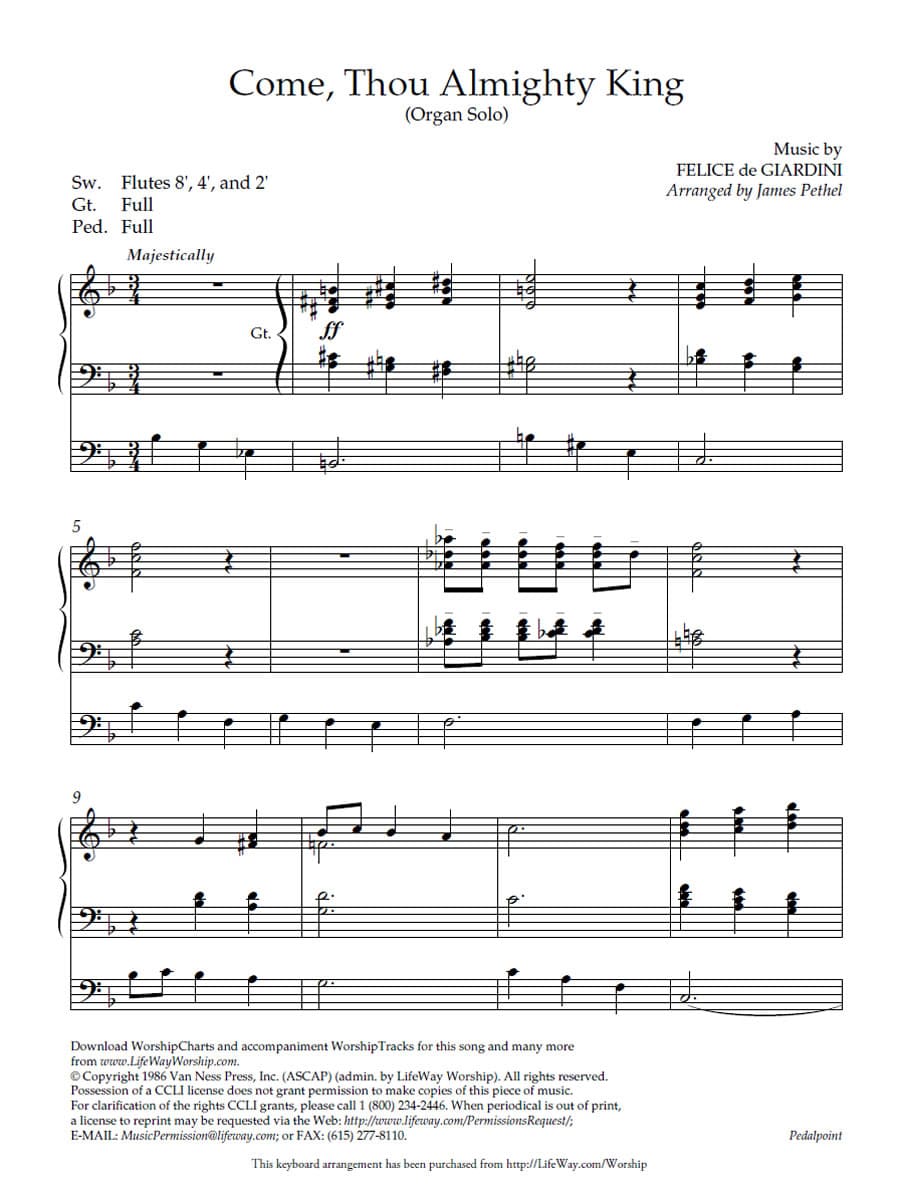 Come, Thou Almighty King - Downloadable Keyboard Arrangement