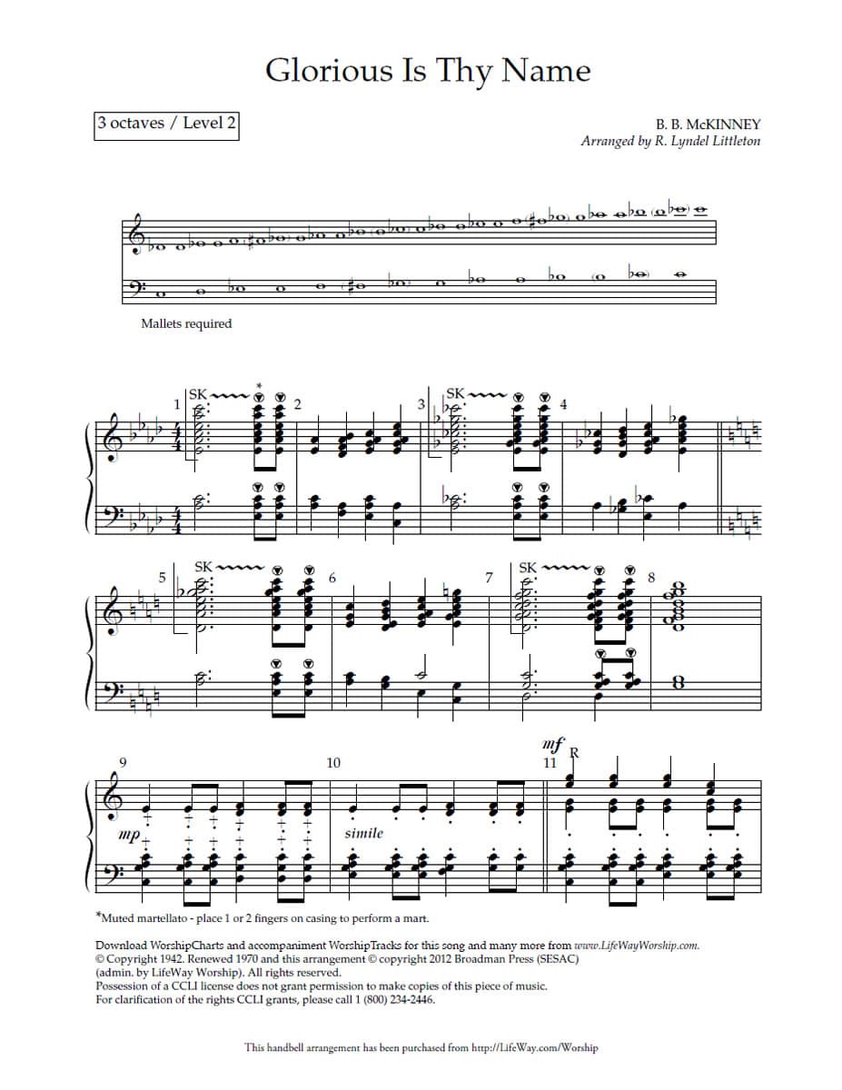 Glorious Is Thy Name - Downloadable Handbell Arrangement