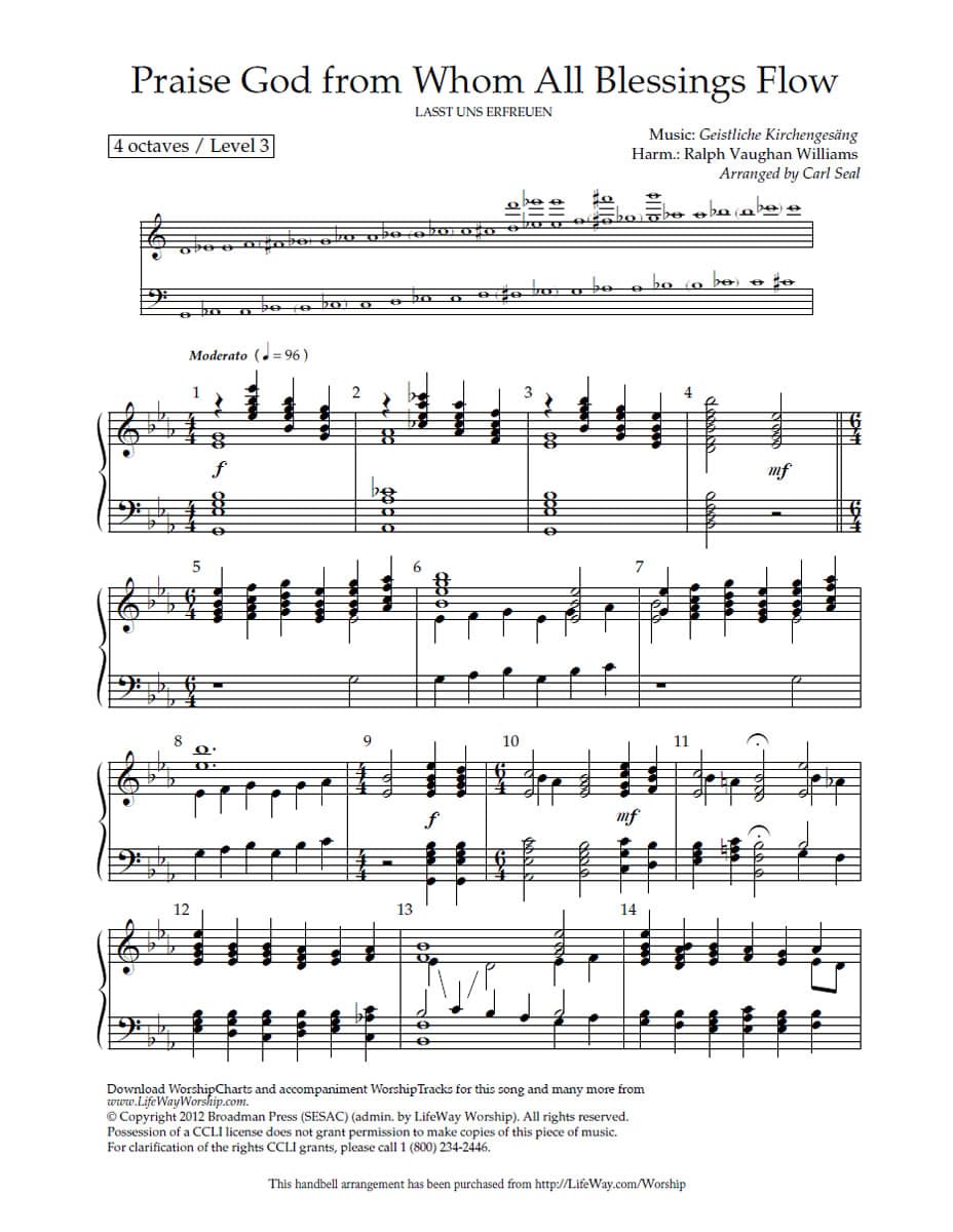 Praise God, from Whom All Blessings Flow (Laast Uns Erfreuen) - Downloadable Handbell Arrangement