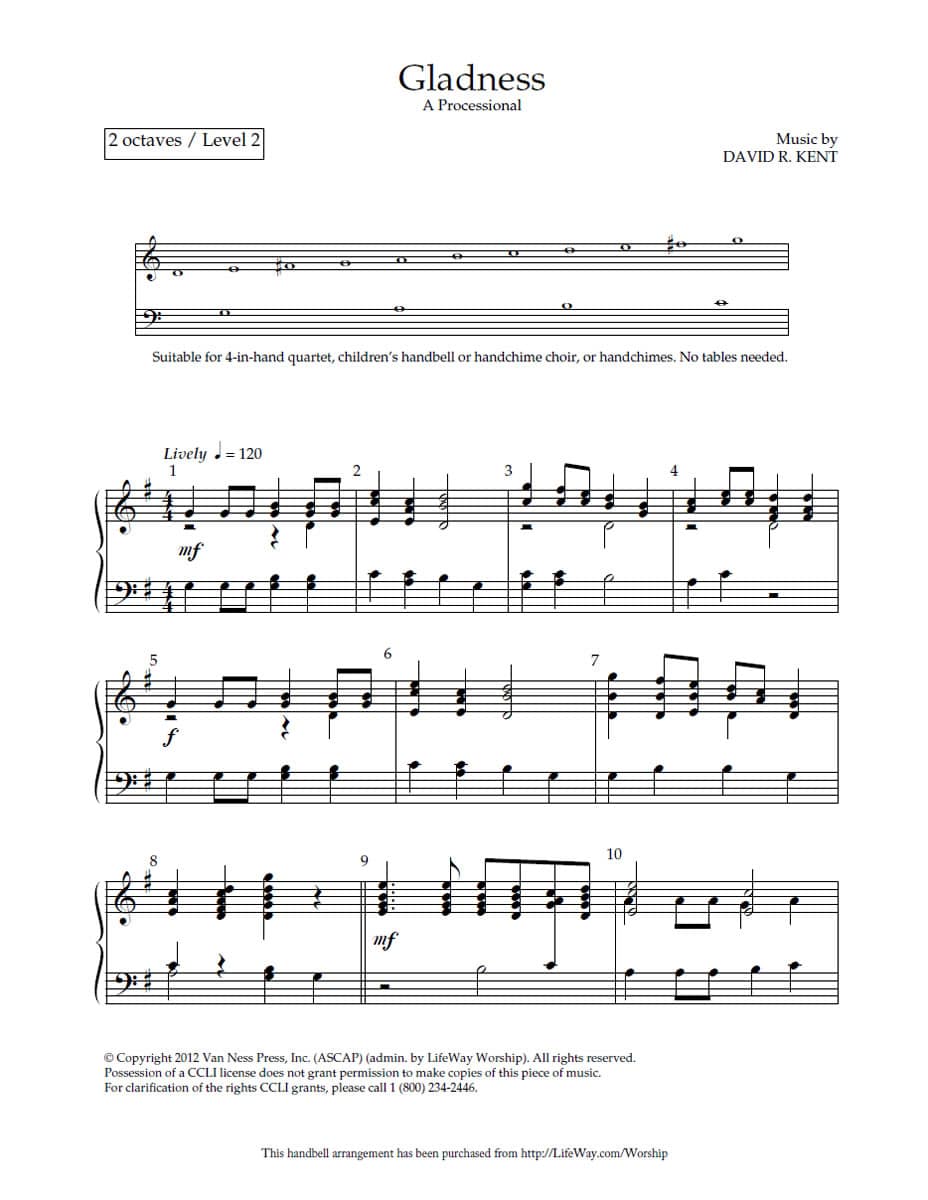 Gladness - Downloadable Handbell Arrangement