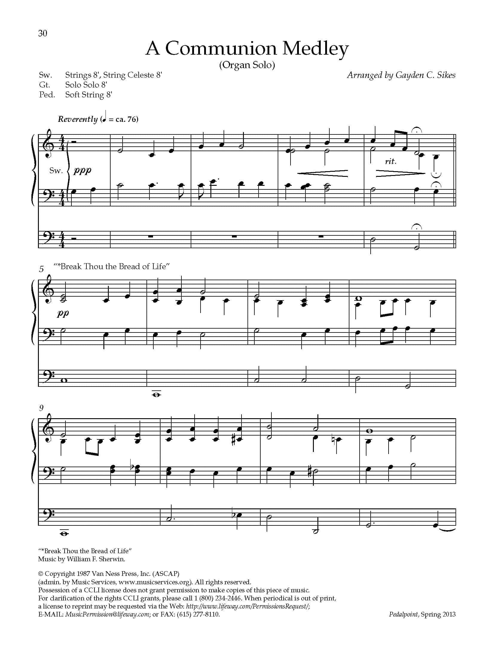 A Communion Medley - Downloadable Keyboard Arrangement