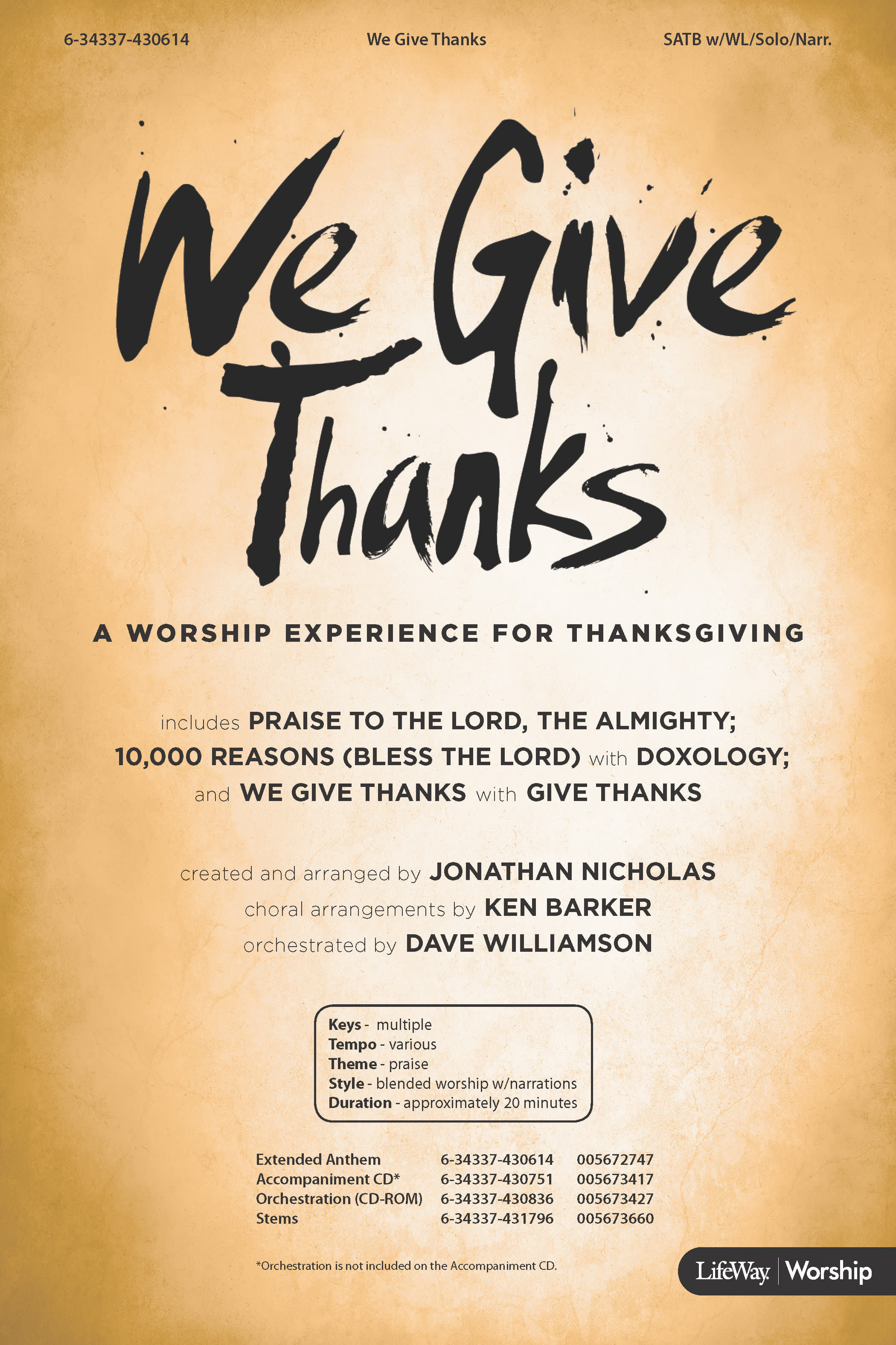 We Give Thanks - Anthem Accompaniment CD
