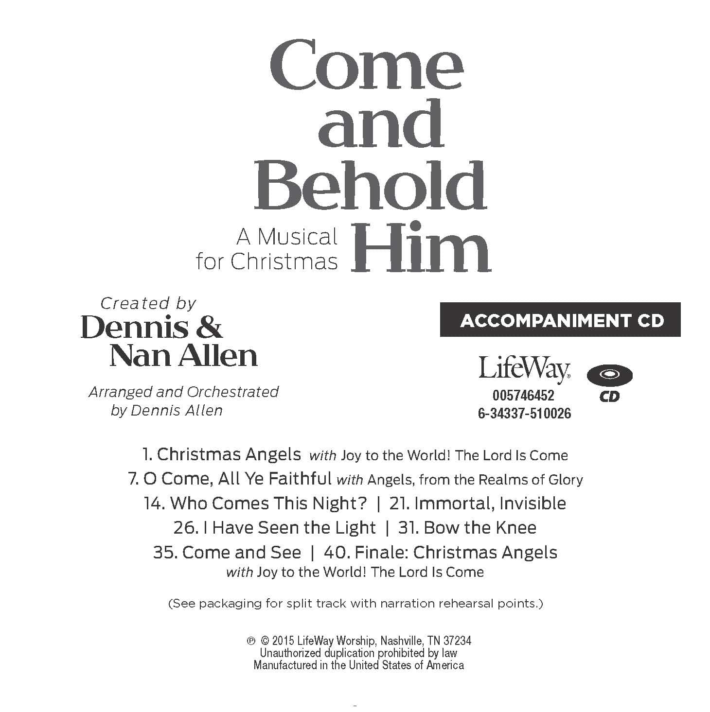 Come and Behold Him - Accompaniment CD
