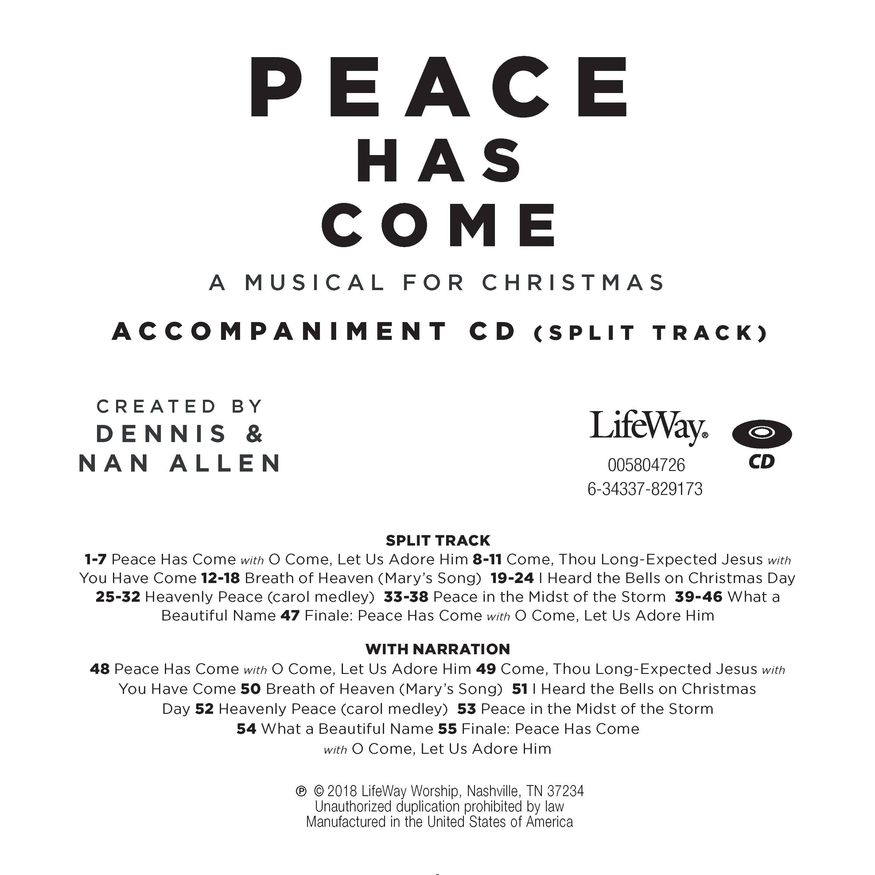 Peace Has Come - Accompaniment CD