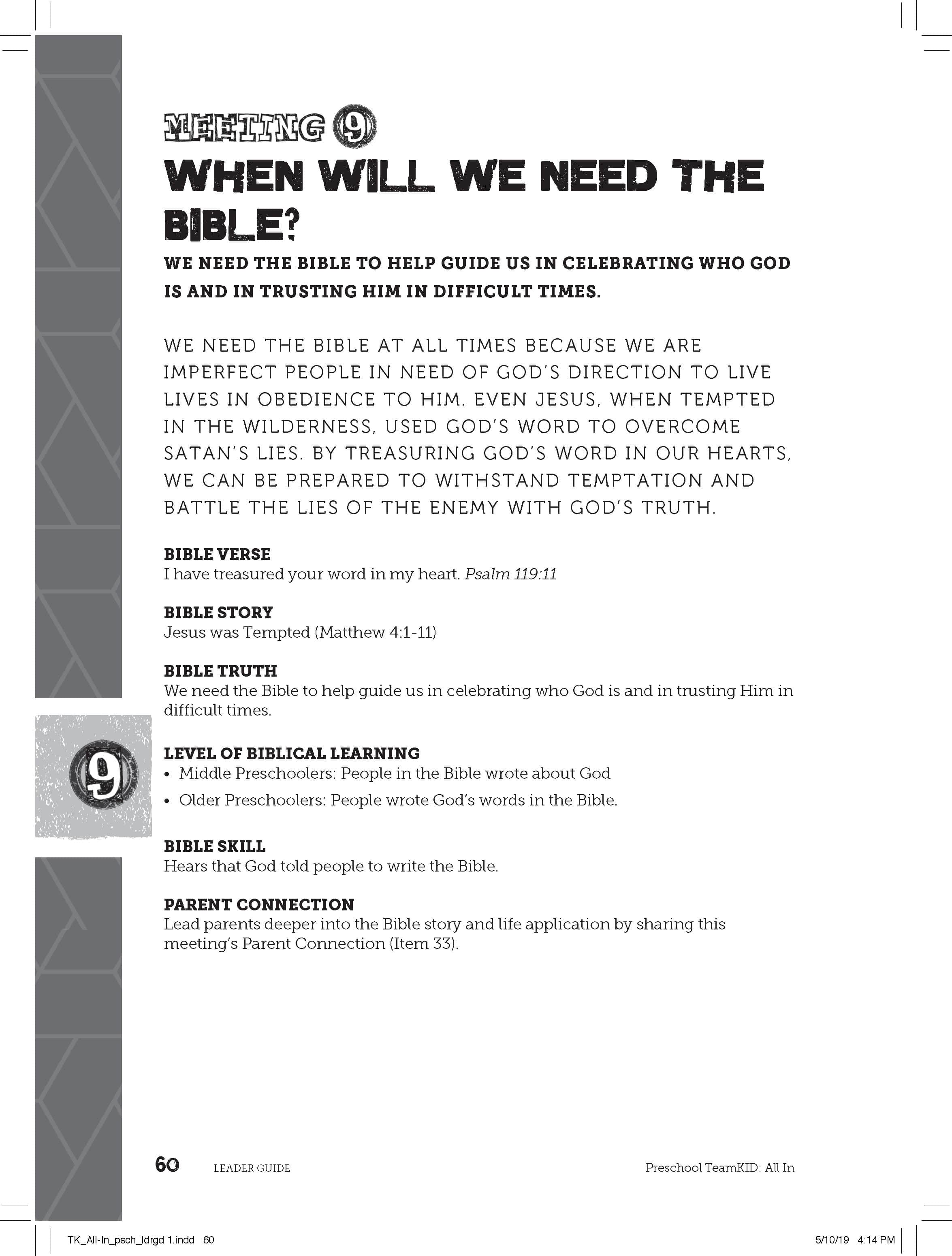 slide 4 of 5 for Preschool TeamKID: All In - Leader Kit