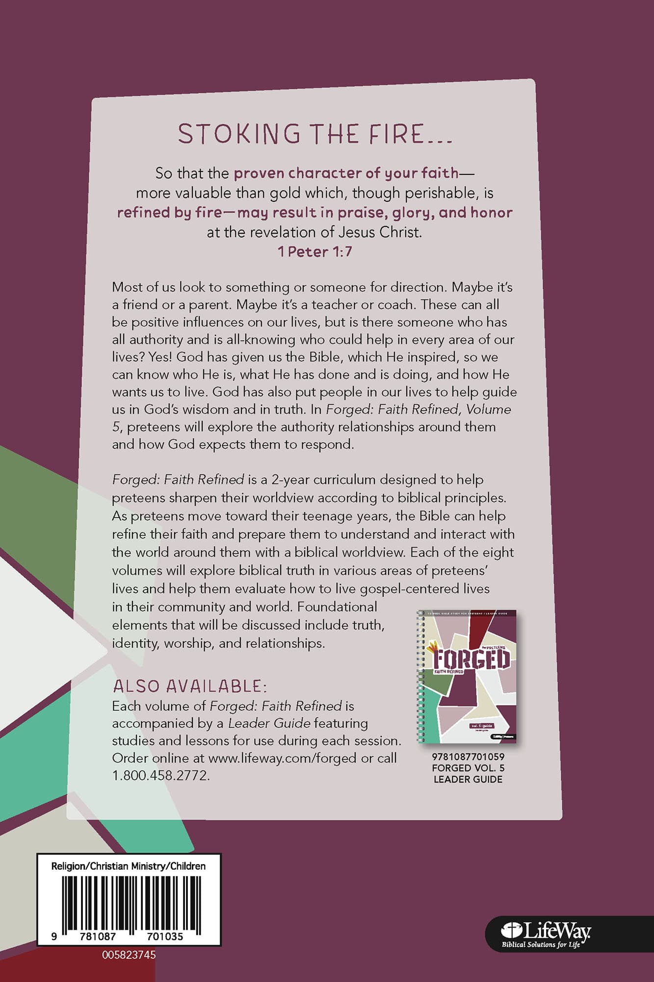 slide 2 of 8 for Forged: Faith Refined, Volume 5 Preteen Discipleship Guide