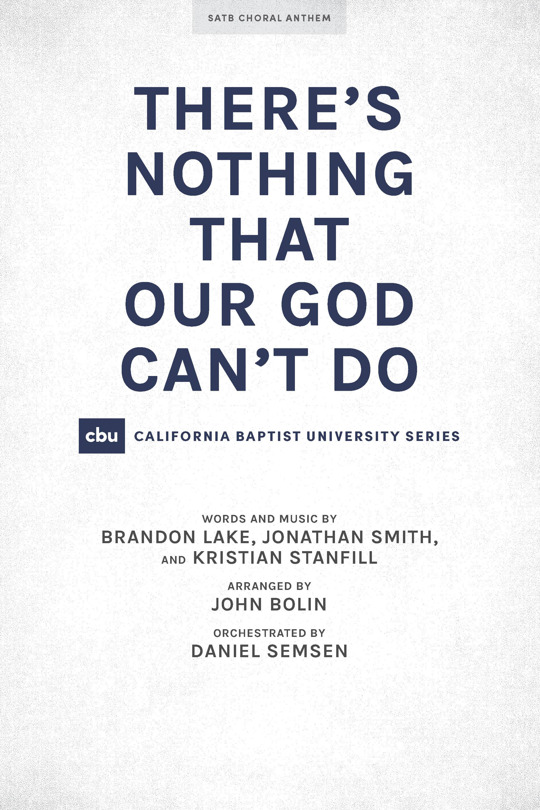 There's Nothing That Our God Can't Do - Downloadable Lyric Text File