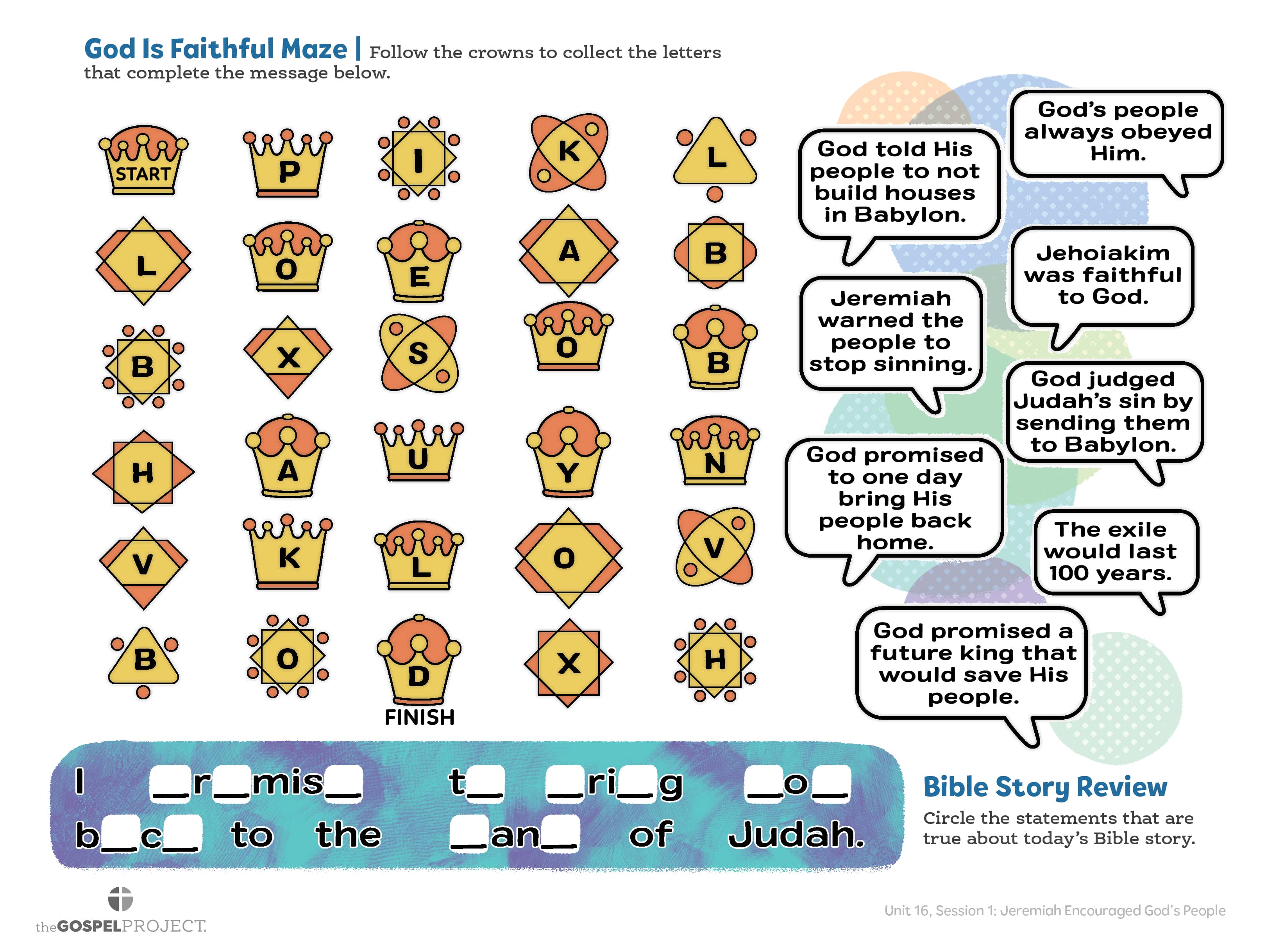slide 3 of 3 for The Gospel Project for Kids: Older Kids Activity Pages - Volume 6: From Captivity to Restoration