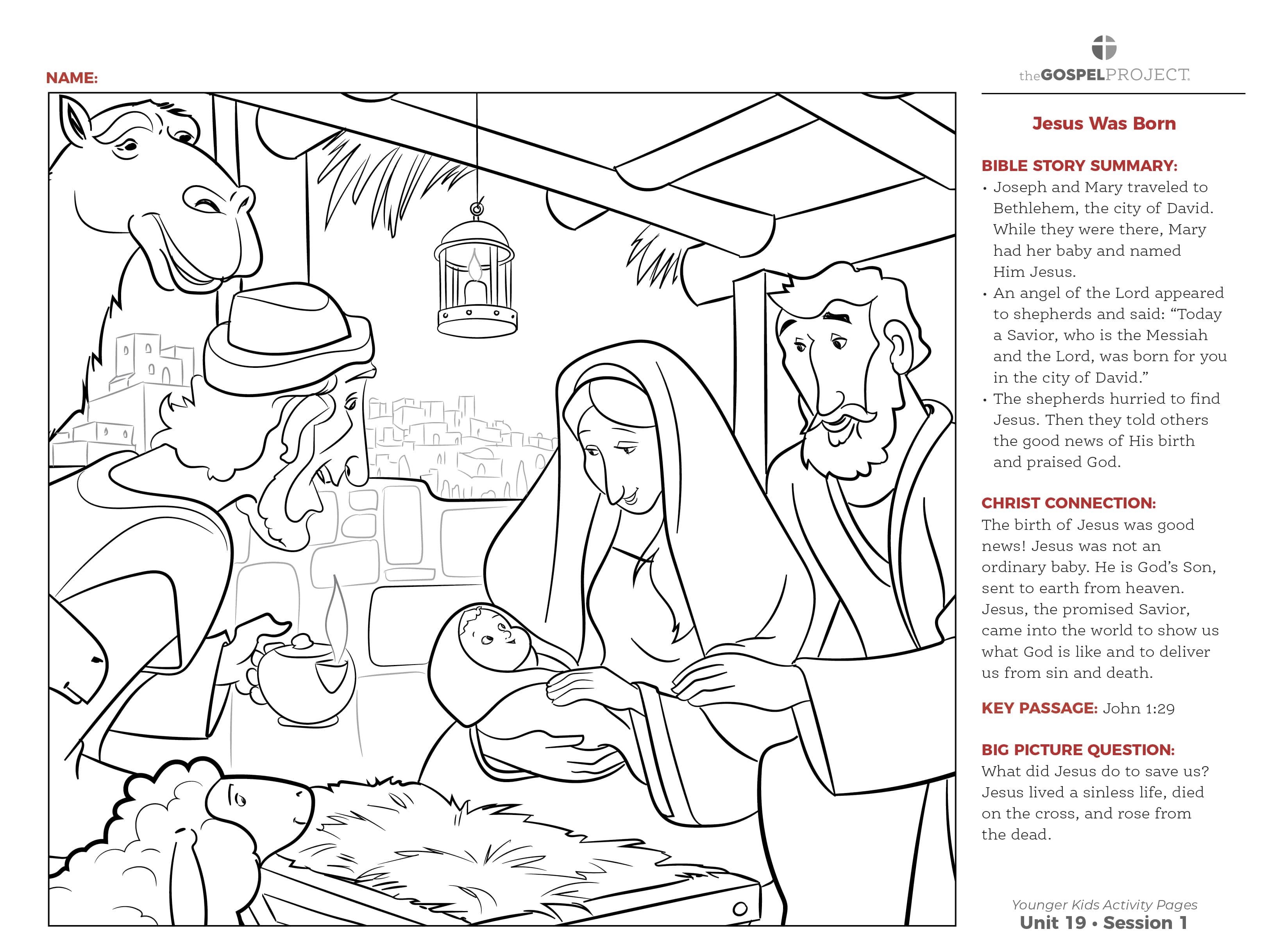 slide 3 of 3 for The Gospel Project for Kids: From Heaven to Earth - Younger Kids Activity Pages - Volume 7