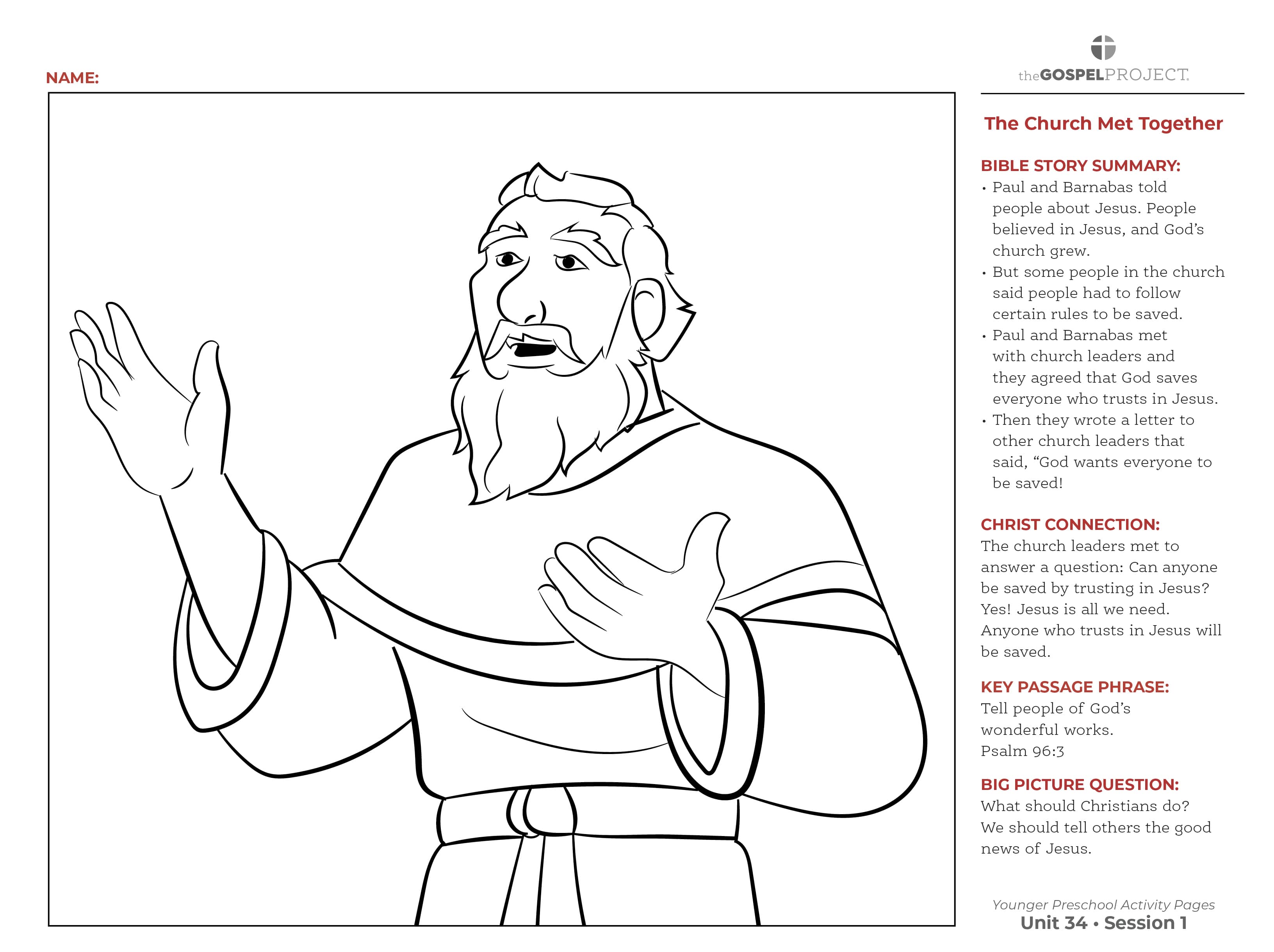 slide 3 of 3 for The Gospel Project for Preschool: Younger Preschool Activity Pages - Volume 12: From This World to the World to Come