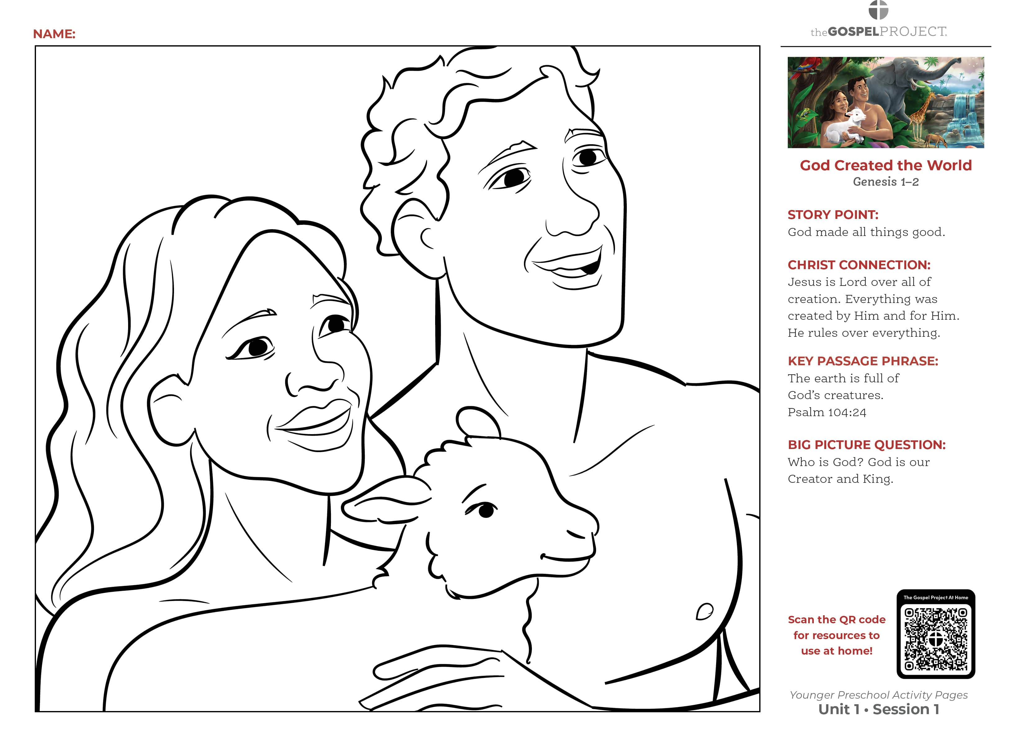 slide 3 of 3 for The Gospel Project for Preschool: Younger Preschool Activity Pages - Volume 1: Creation and Covenant