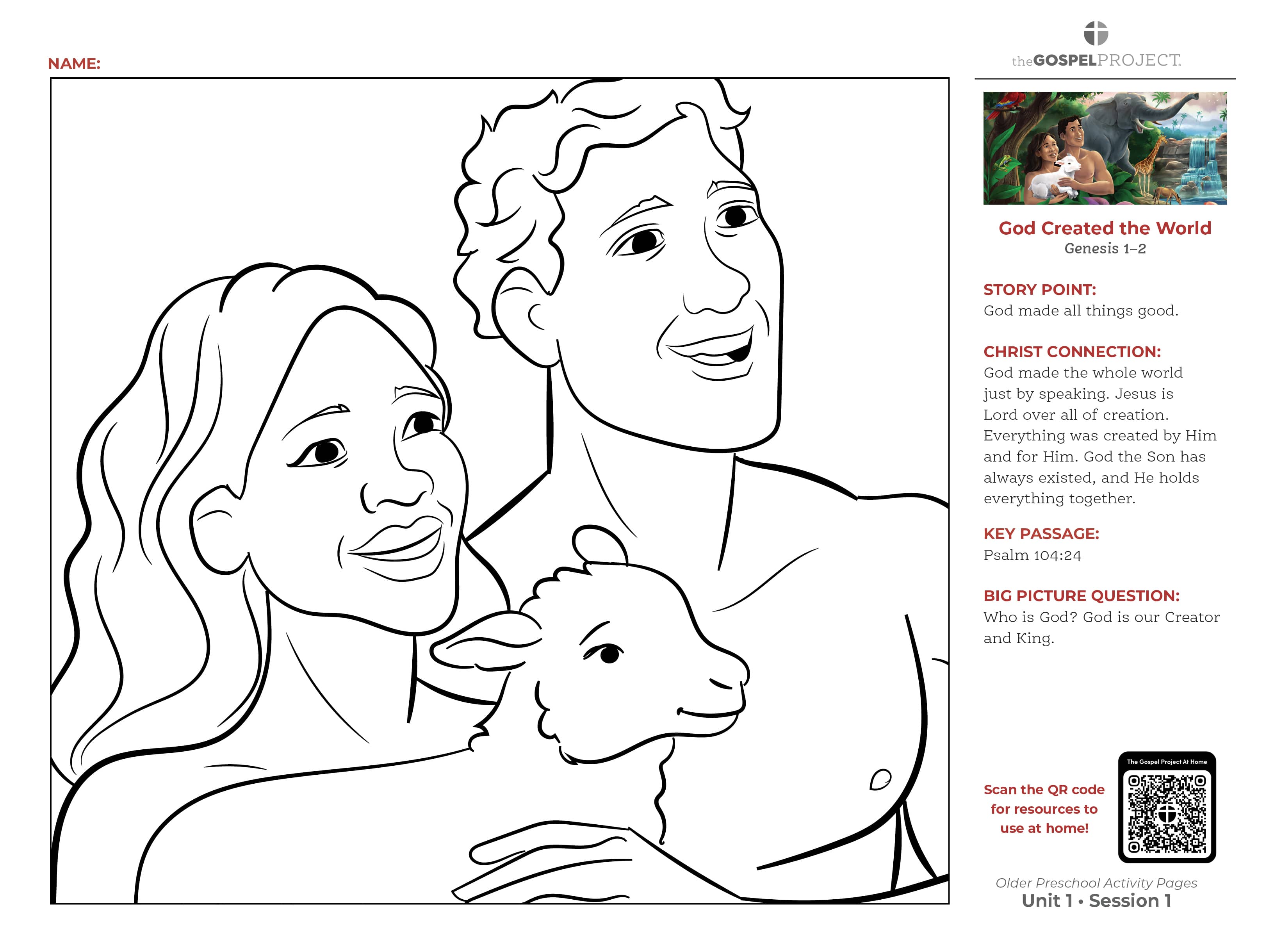 slide 3 of 3 for The Gospel Project for Preschool: Older Preschool Activity Pages - Volume 1: Creation and Covenant