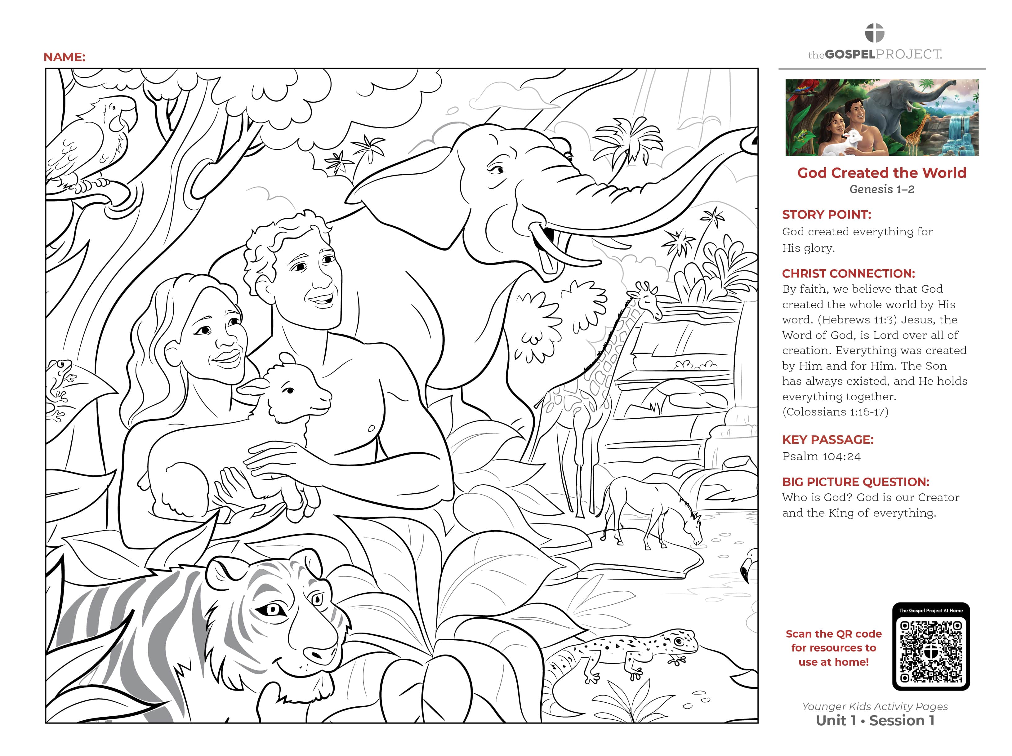 slide 3 of 3 for The Gospel Project for Kids: Younger Kids Activity Pages - Volume 1: Creation and Covenant