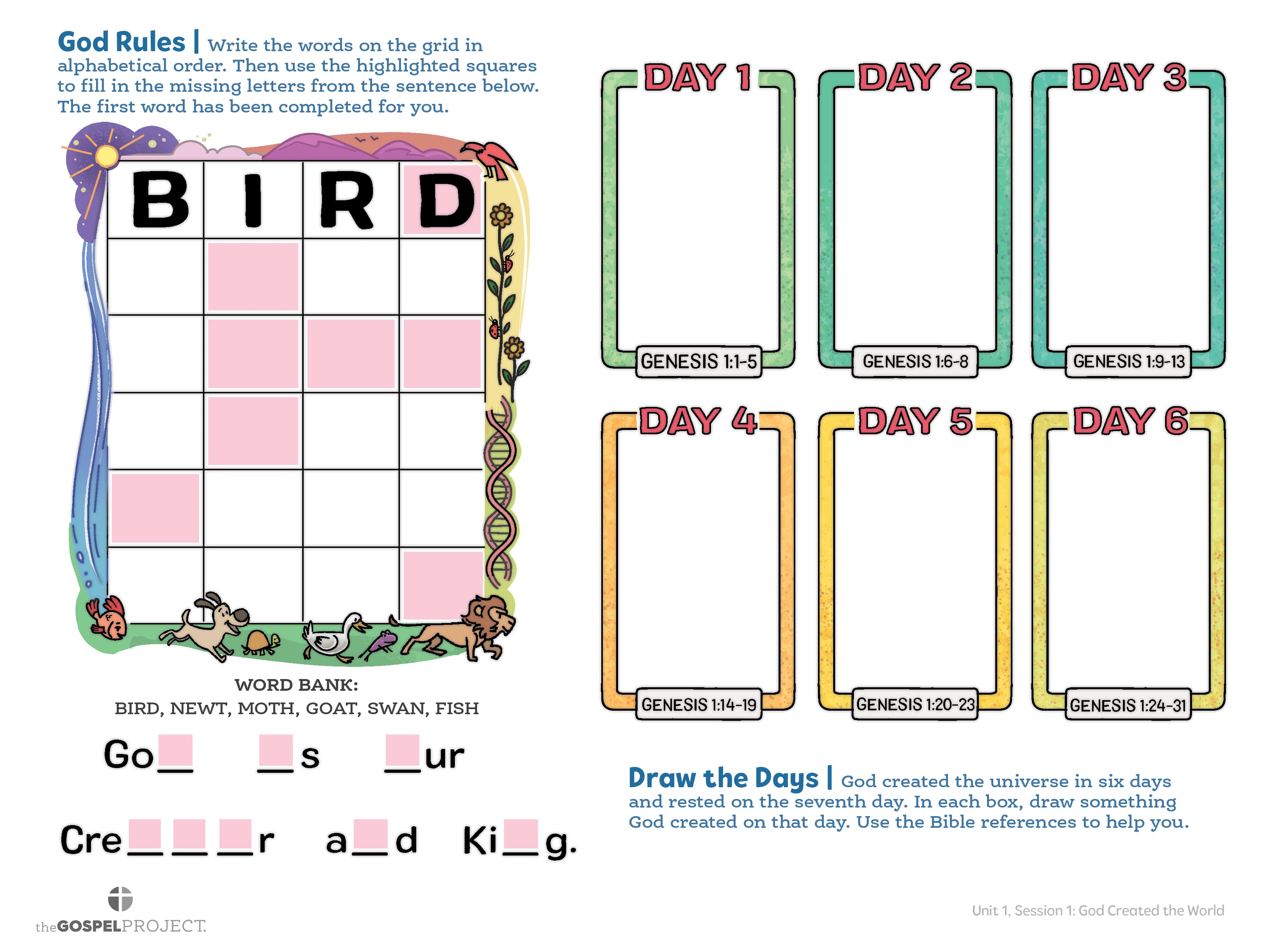 slide 3 of 3 for The Gospel Project for Kids: Older Kids Activity Pages - Volume 1: Creation and Covenant
