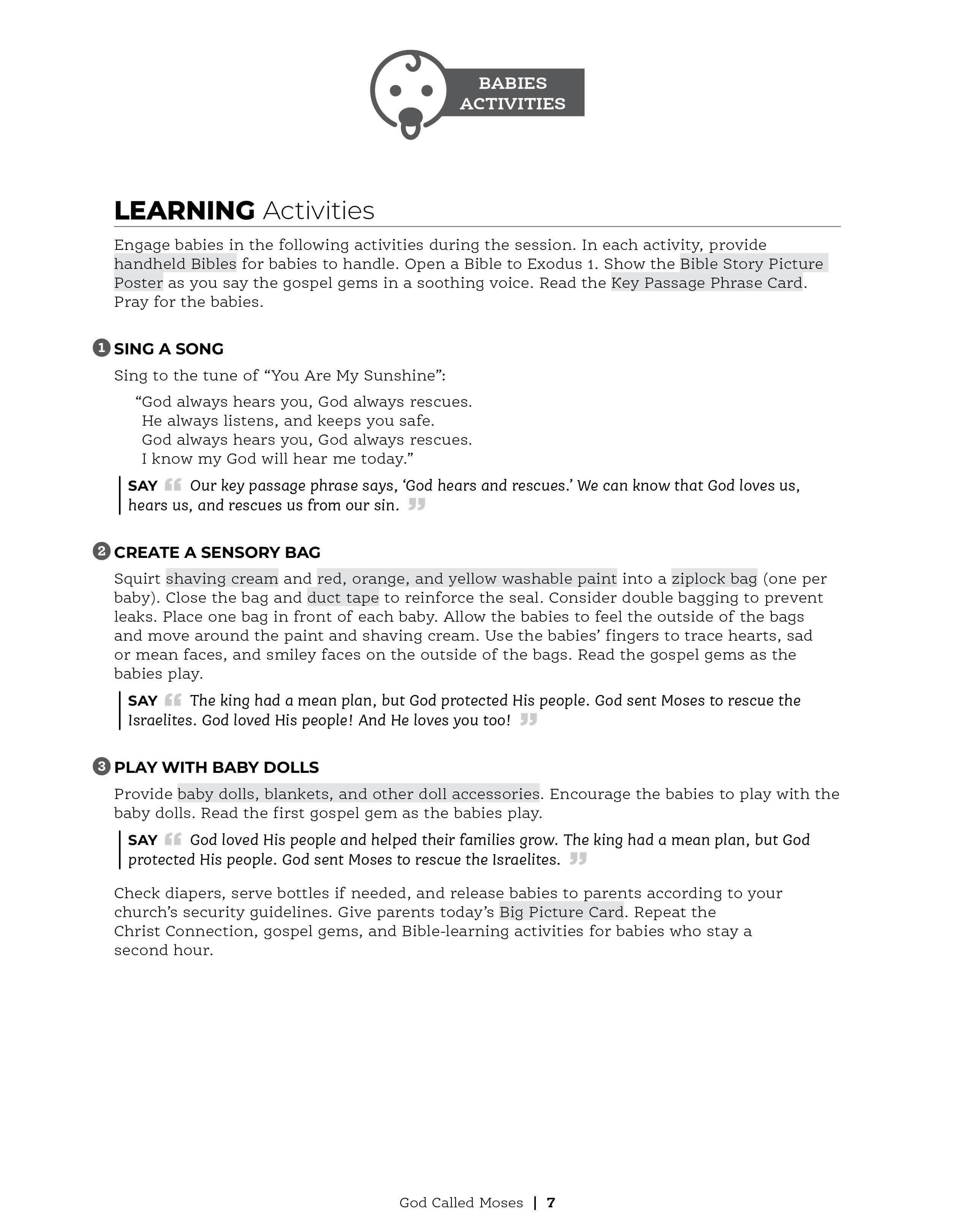 slide 3 of 3 for The Gospel Project for Preschool: Babies & Toddlers Leader Guide - Volume 2: Law and Life