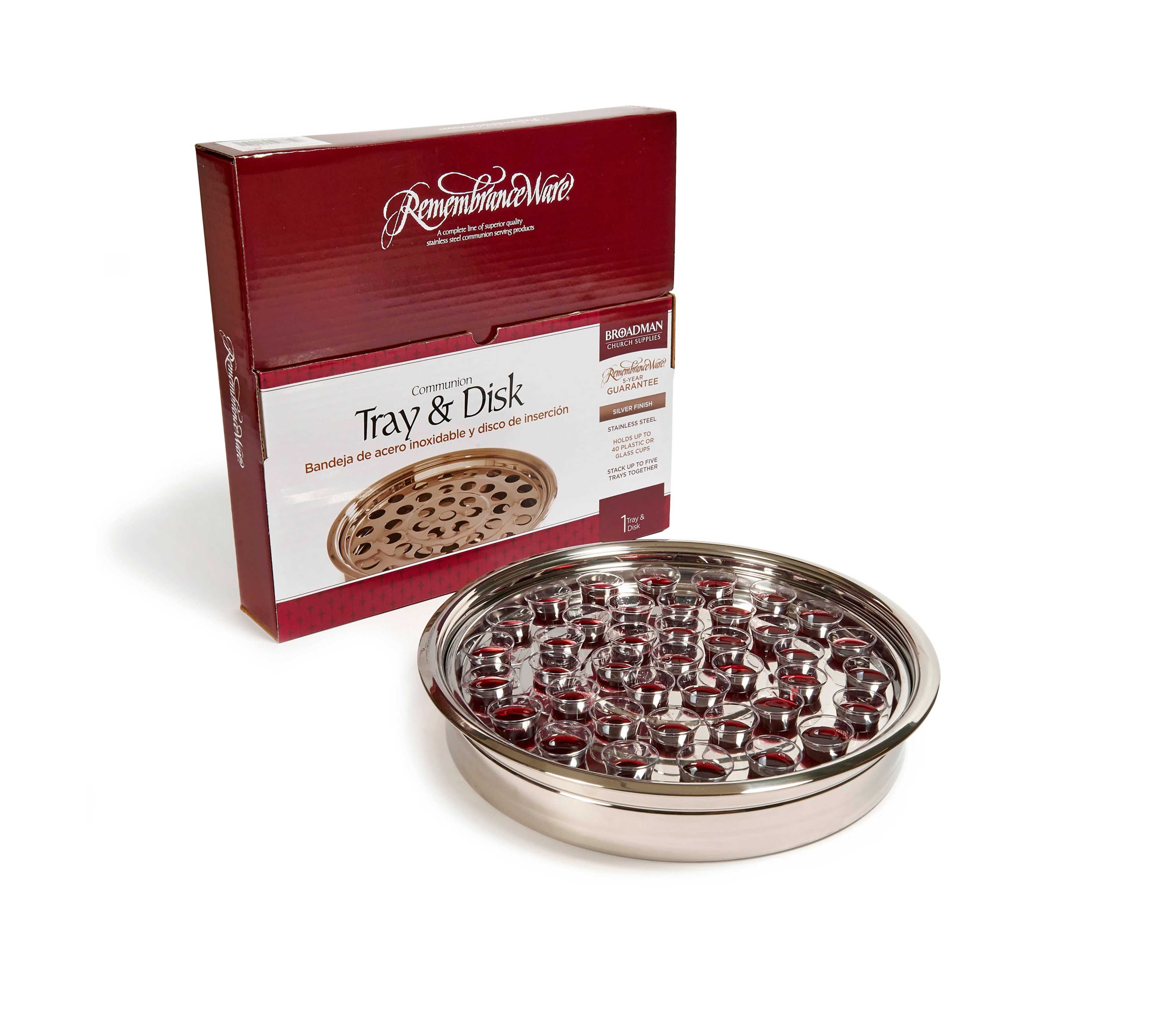slide 3 of 5 for RemembranceWare: Communion Tray & Disk - Silver Finish
