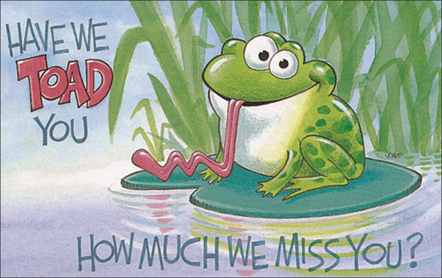 slide 2 of 2 for Miss You Postcard: Have We Toad You How Much We Miss You? (Package of 25)