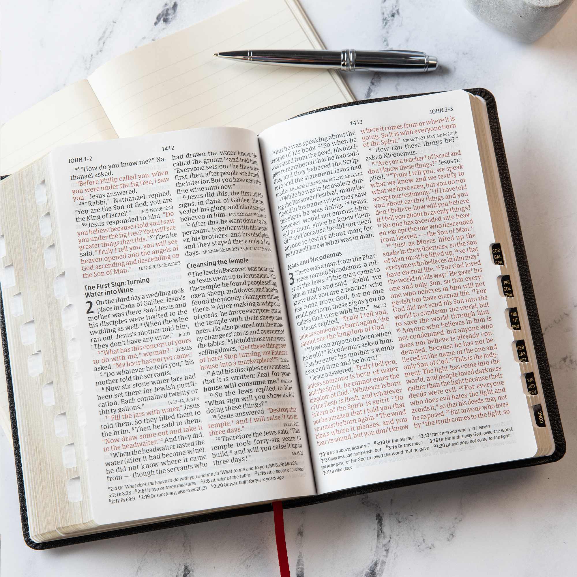 slide 5 of 10 for CSB Large Print Personal Size Reference Bible, Black Genuine Leather, Indexed