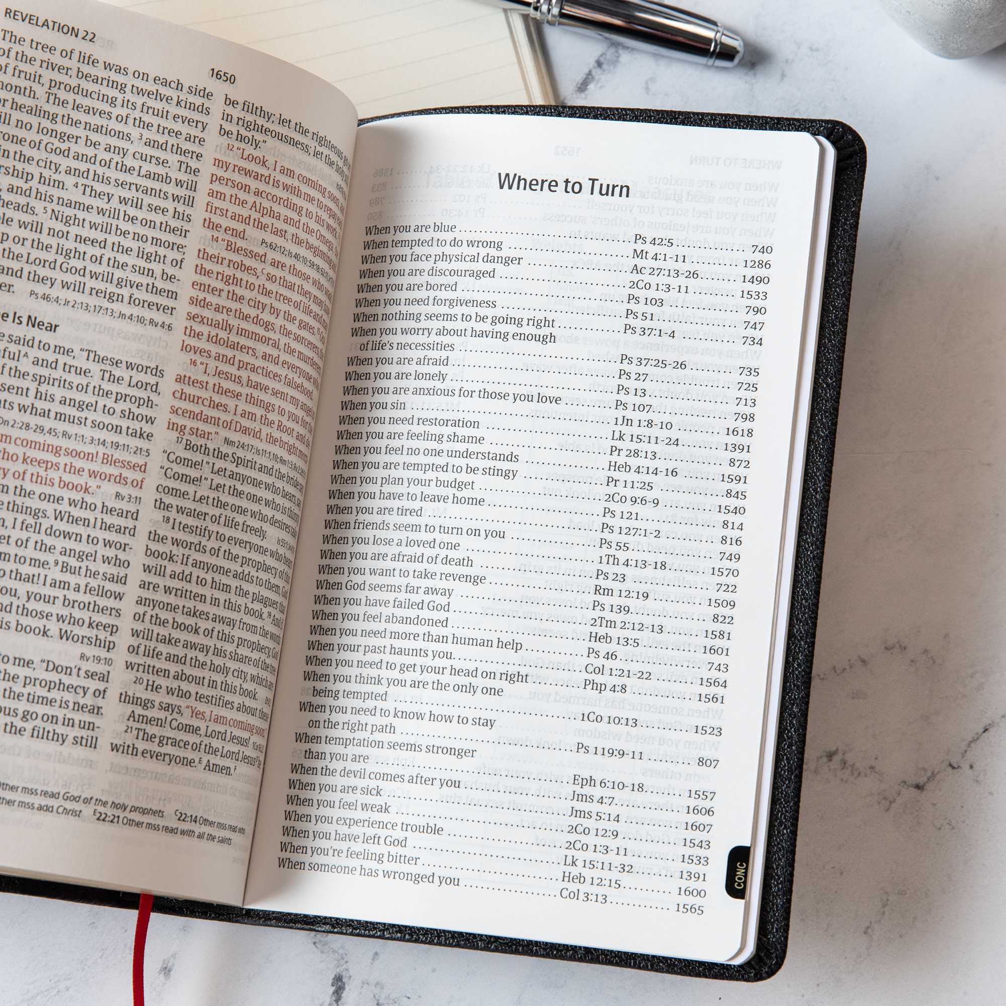 slide 6 of 10 for CSB Large Print Personal Size Reference Bible, Black Genuine Leather, Indexed