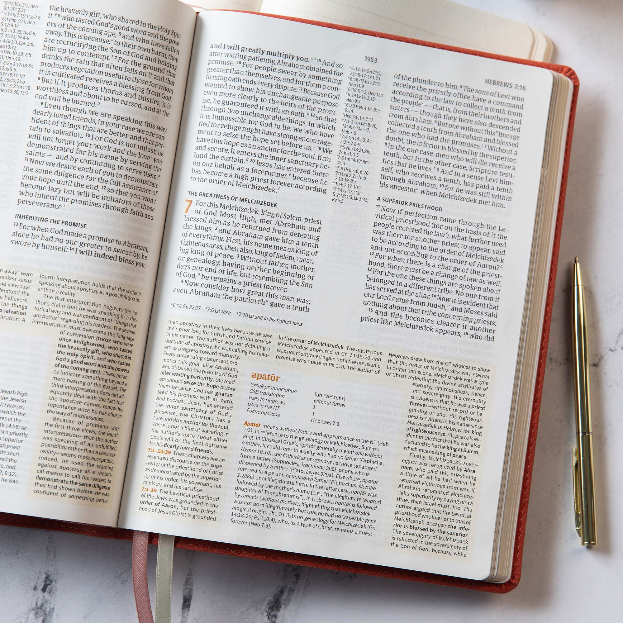 slide 7 of 11 for CSB Study Bible, Coral LeatherTouch
