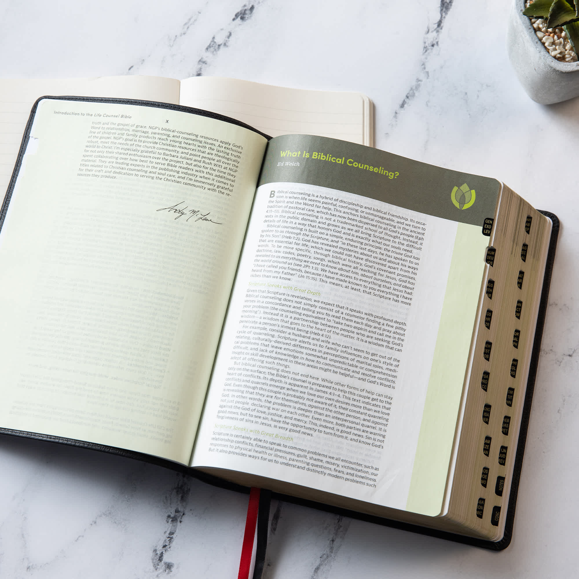 slide 4 of 17 for CSB Life Counsel Bible, Black Genuine Leather, Indexed