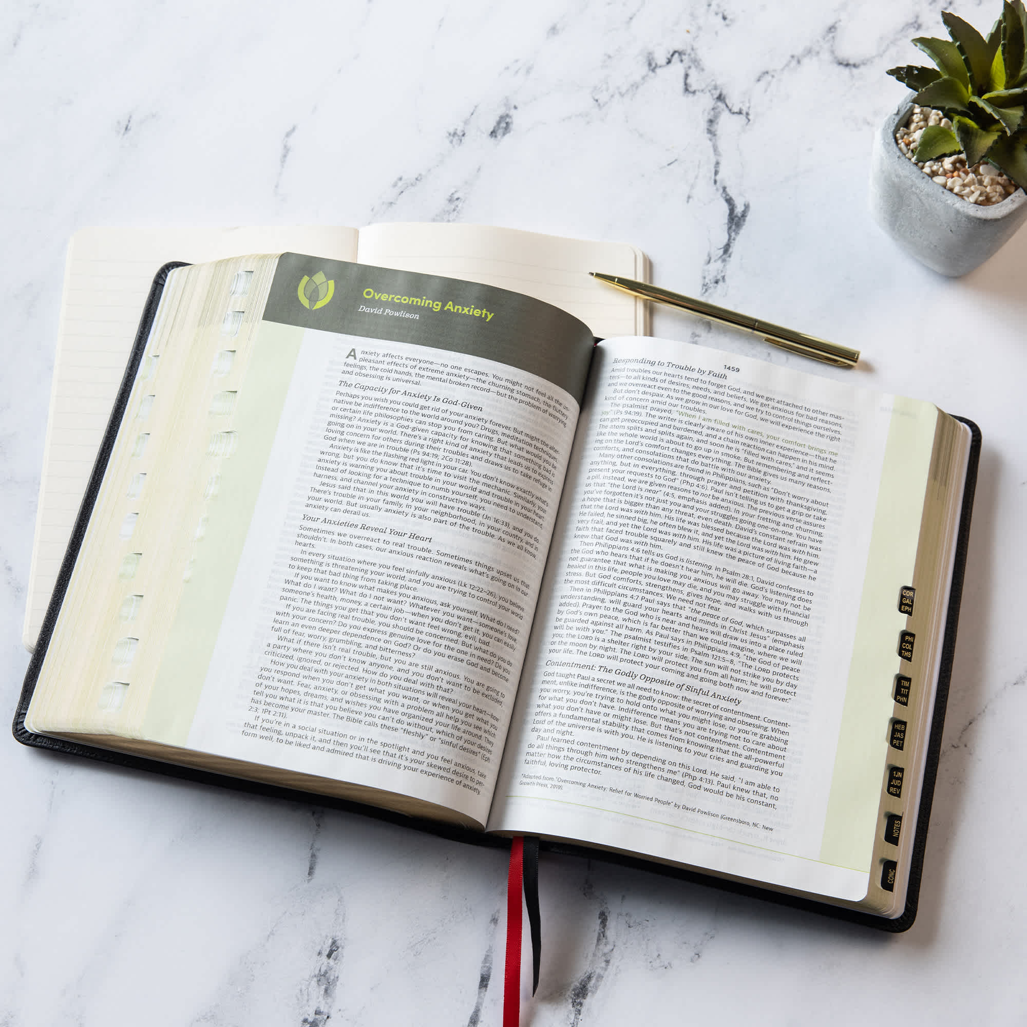 slide 6 of 17 for CSB Life Counsel Bible, Black Genuine Leather, Indexed