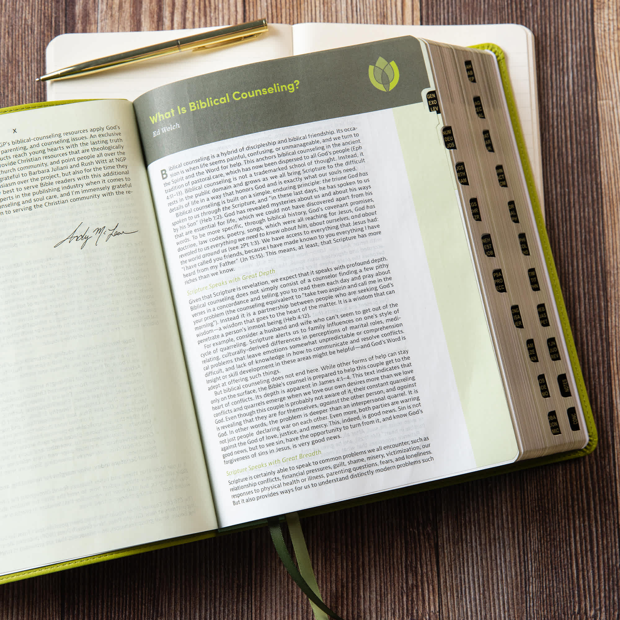 slide 4 of 17 for CSB Life Counsel Bible, Apple Green LeatherTouch, Indexed