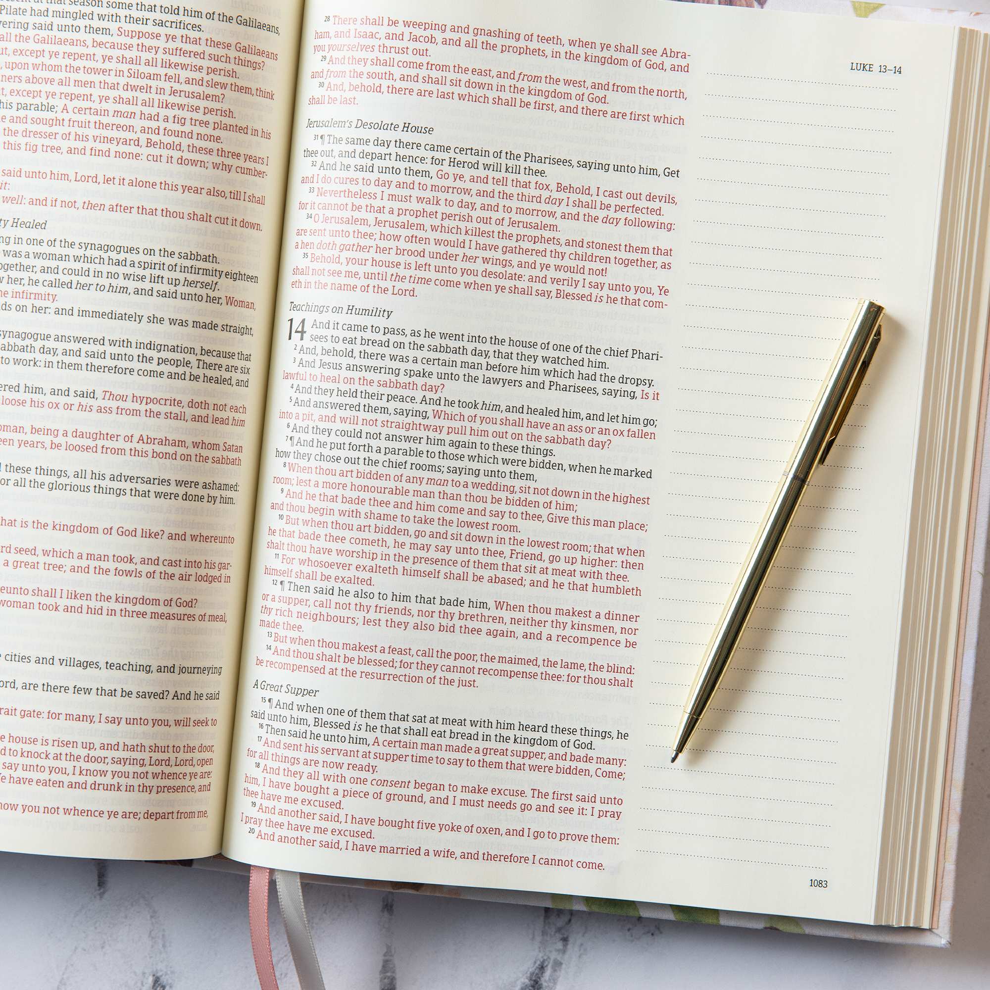 slide 5 of 10 for KJV Notetaking Bible, Large Print Hosanna Revival Edition, Blush Cloth Over Board