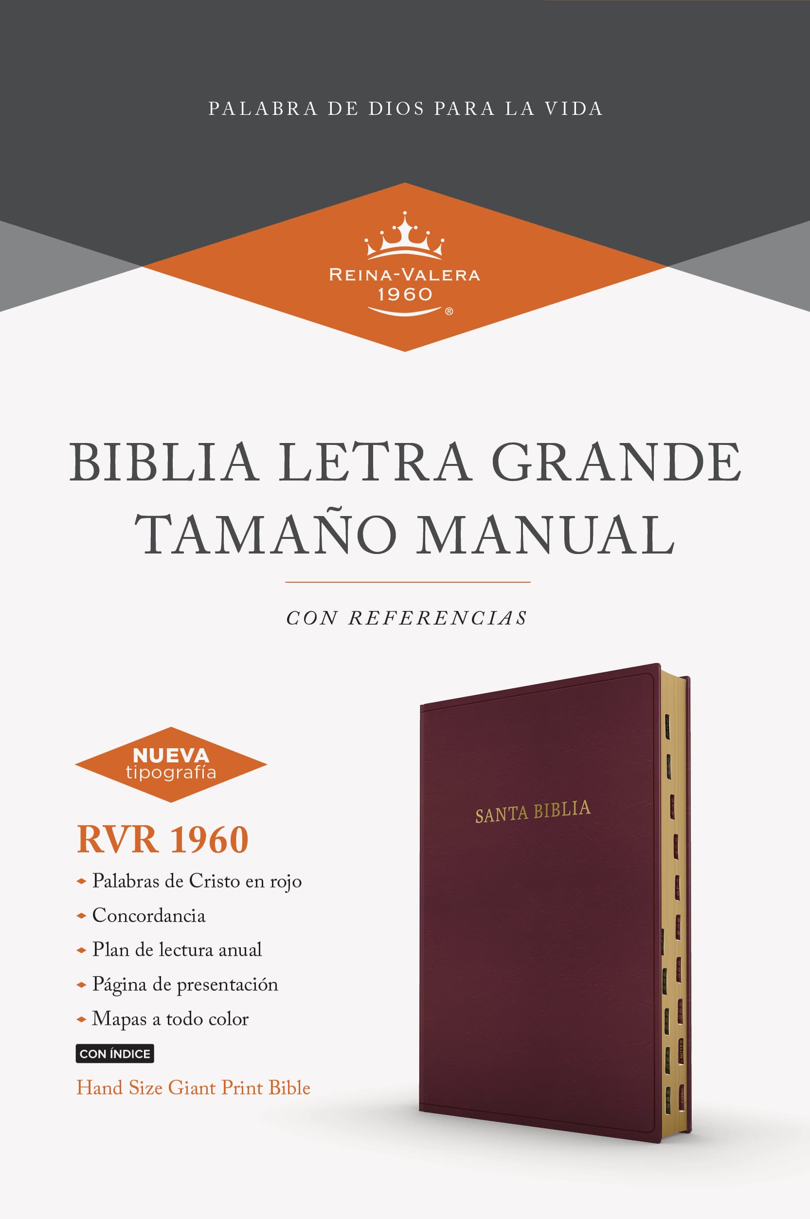 slide 3 of 3 for RVR 1960 Biblia letra grande tamaño manual, borgoña imitación piel con índice (Edición 2023)