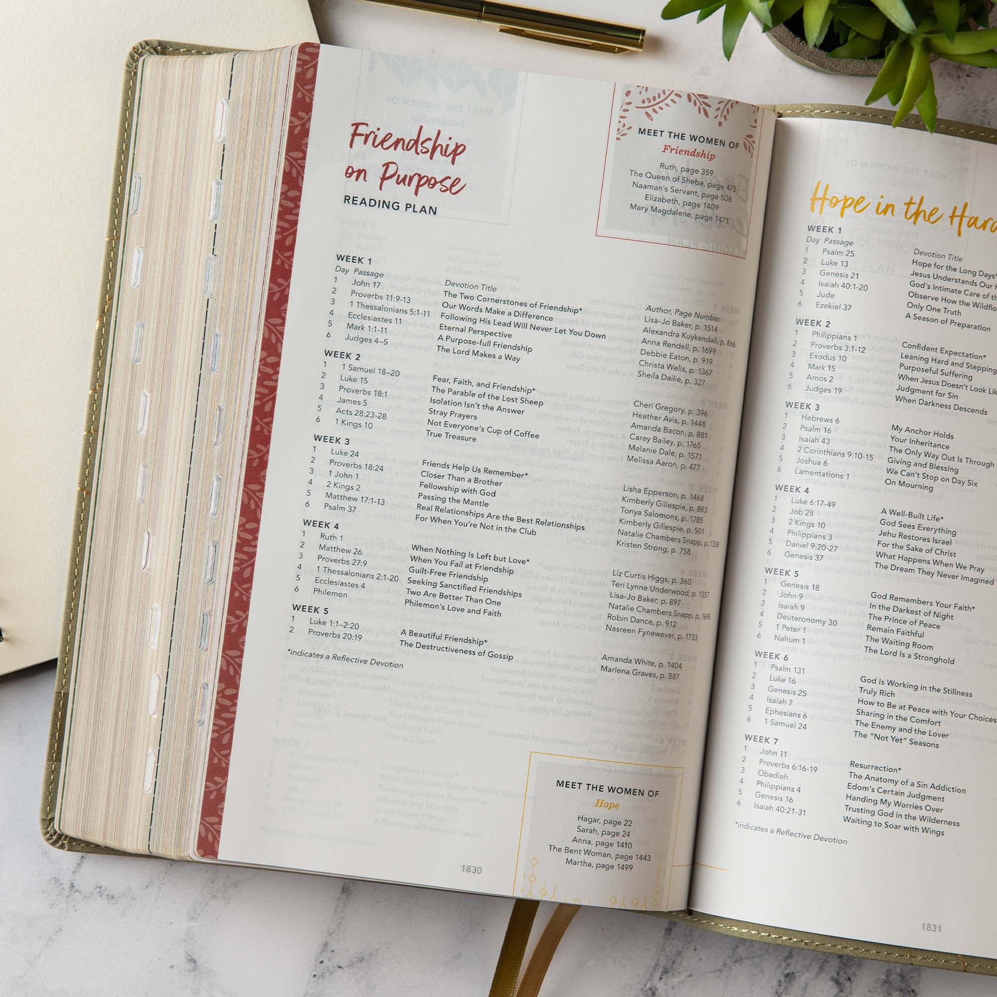 slide 4 of 10 for CSB (in)courage Devotional Bible, Sage LeatherTouch, Indexed