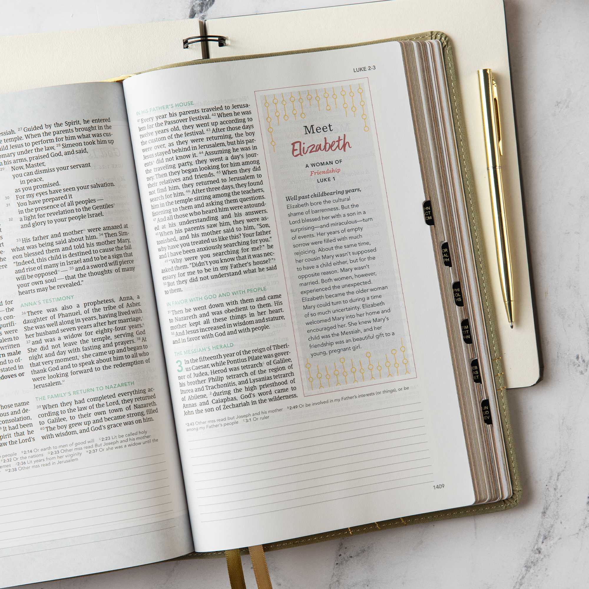 slide 6 of 10 for CSB (in)courage Devotional Bible, Sage LeatherTouch, Indexed