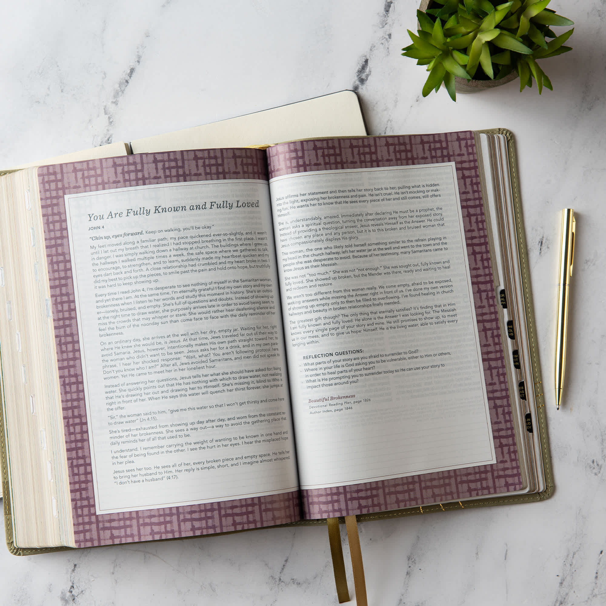 slide 7 of 10 for CSB (in)courage Devotional Bible, Sage LeatherTouch, Indexed