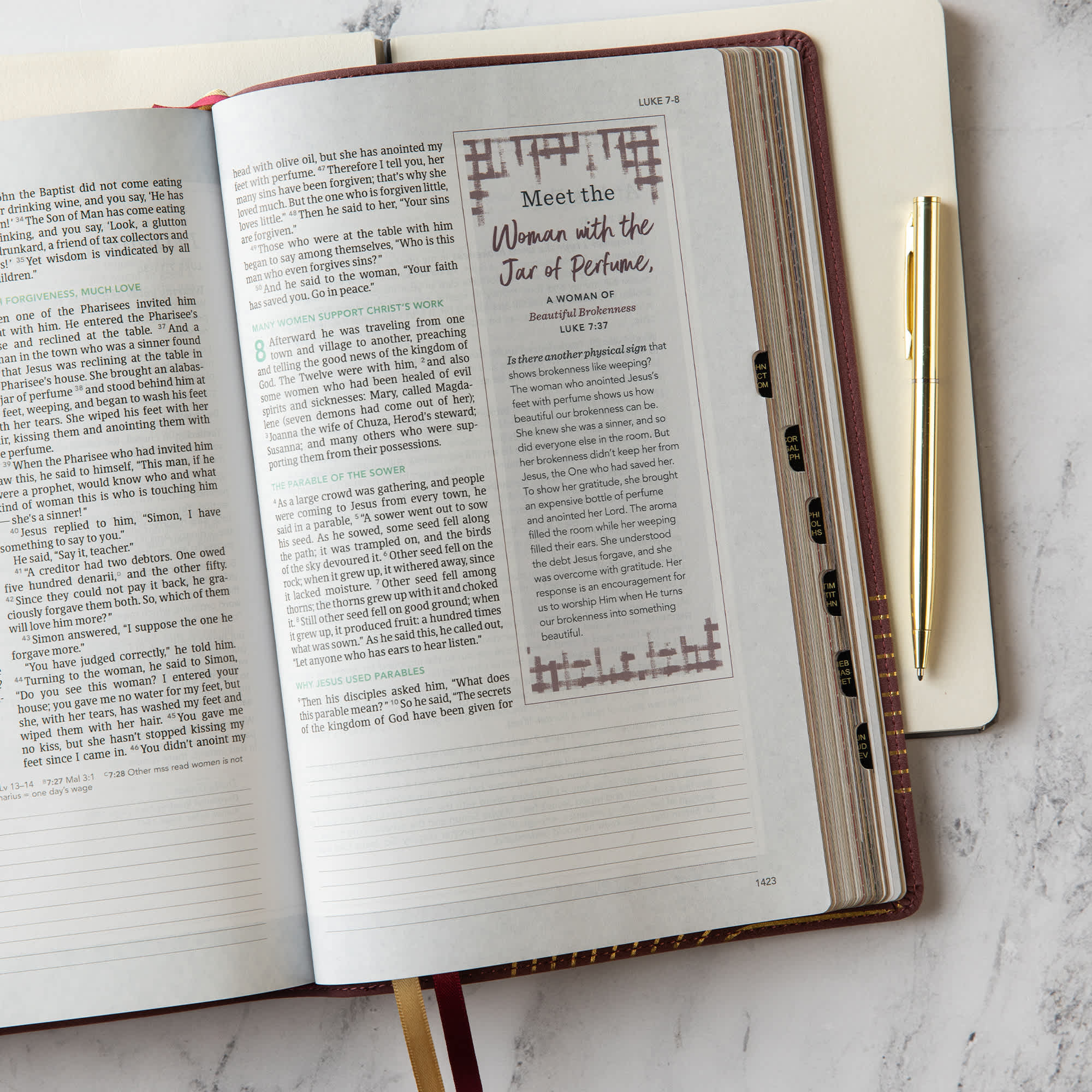 slide 7 of 10 for CSB (in)courage Devotional Bible, Bordeaux LeatherTouch, Indexed