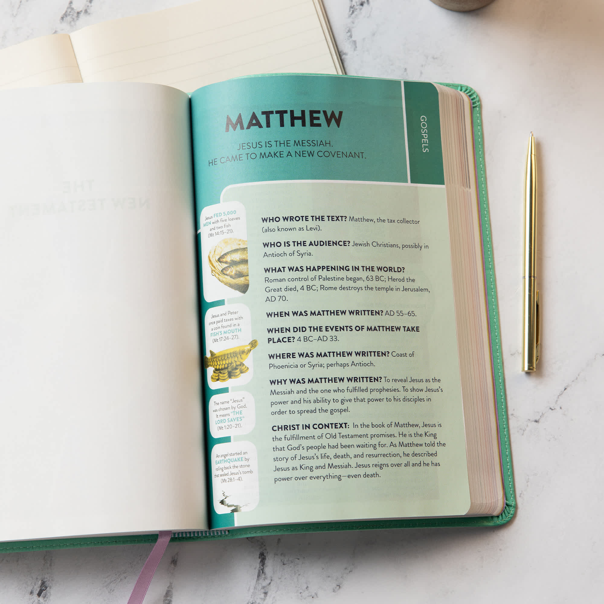 slide 5 of 10 for CSB Explorer Bible for Kids, Light Teal Mountains LeatherTouch