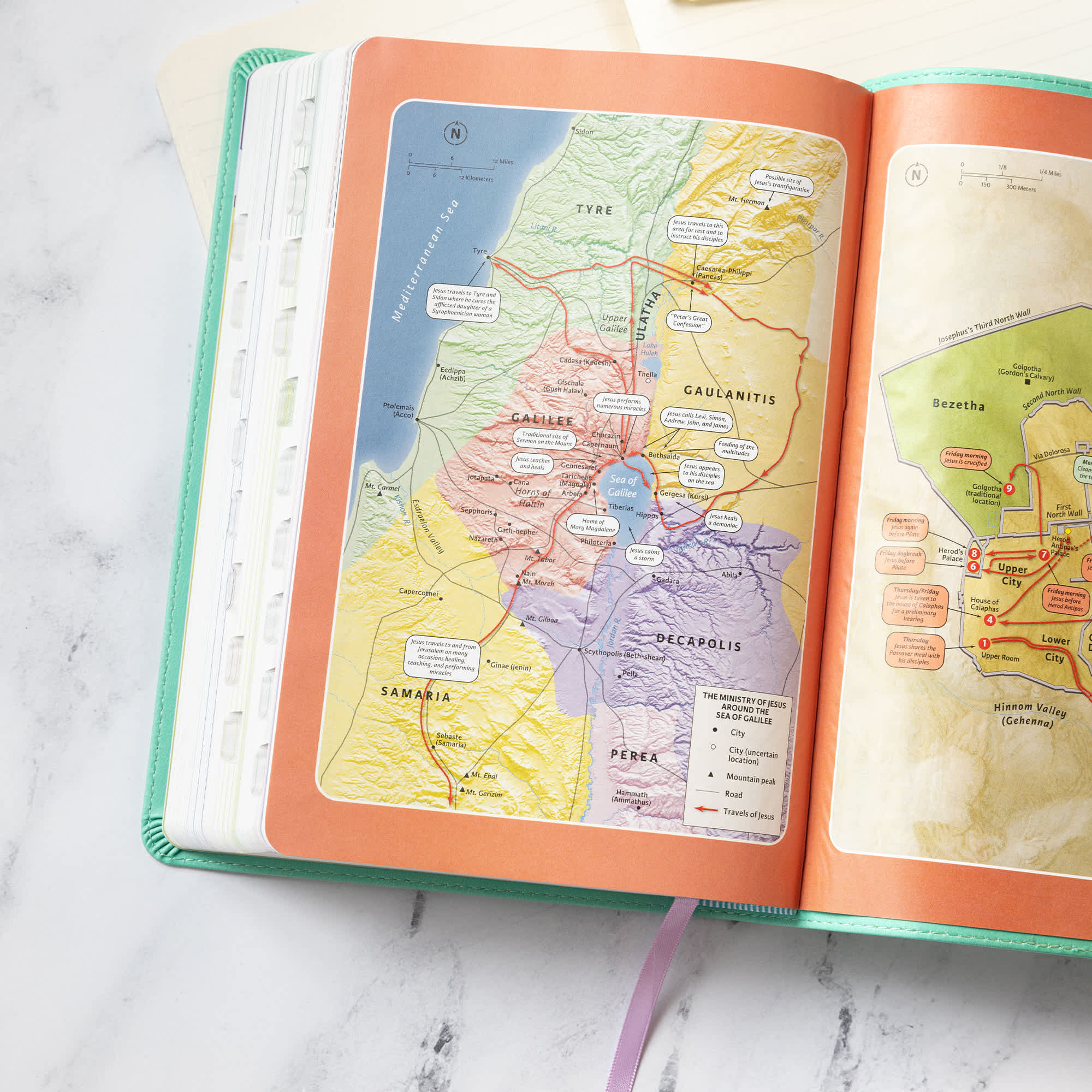 slide 4 of 10 for CSB Explorer Bible for Kids, Light Teal Mountains LeatherTouch, Indexed