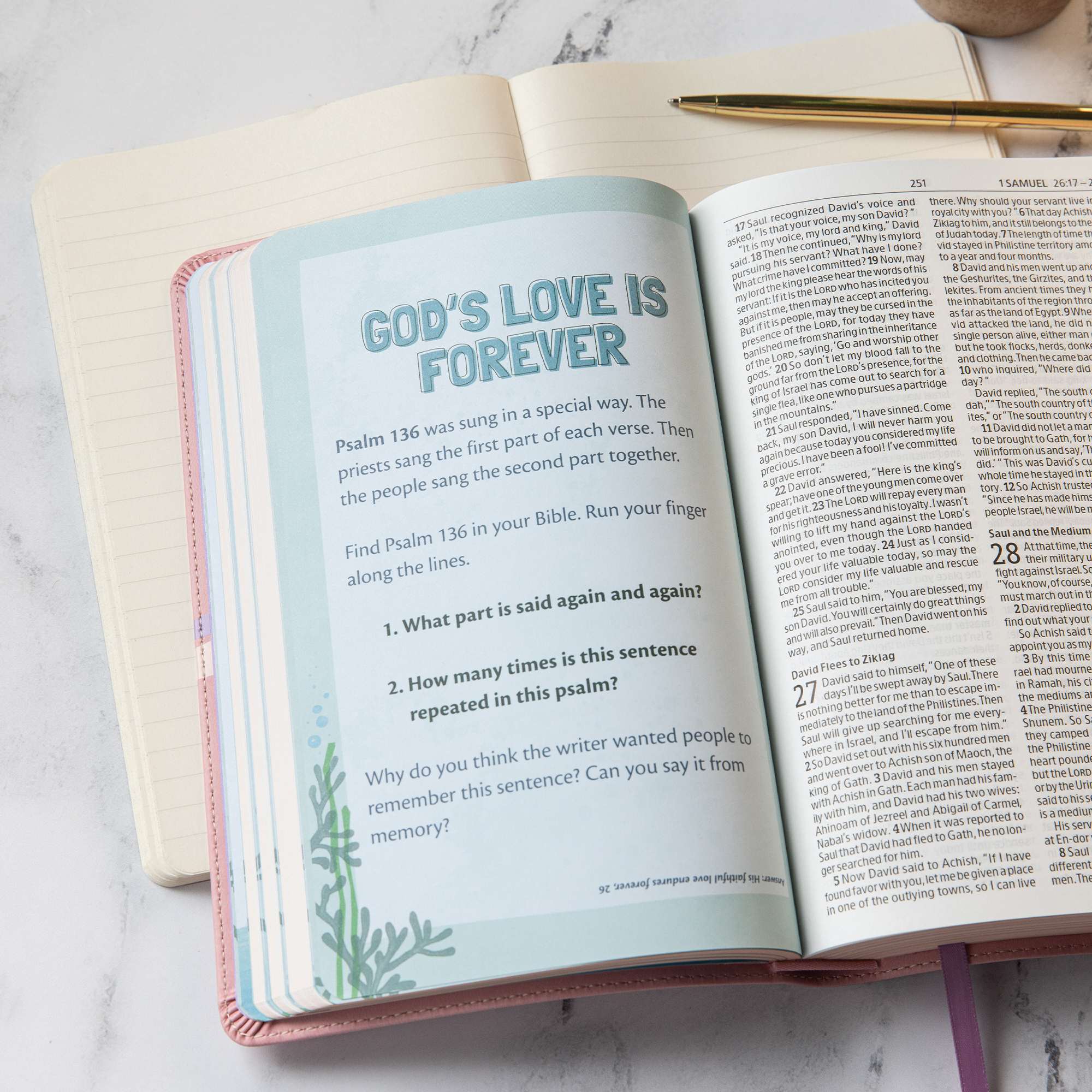 slide 6 of 10 for CSB Easy-for-Me Bible for Early Readers, Coral Pink LeatherTouch