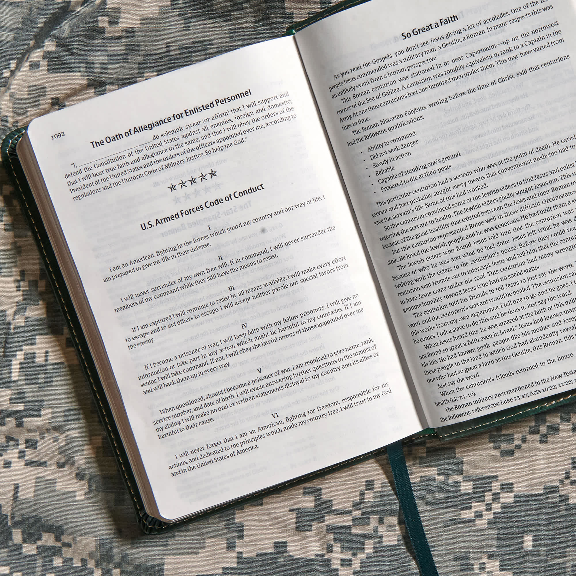 slide 5 of 8 for CSB Military Bible, Green LeatherTouch