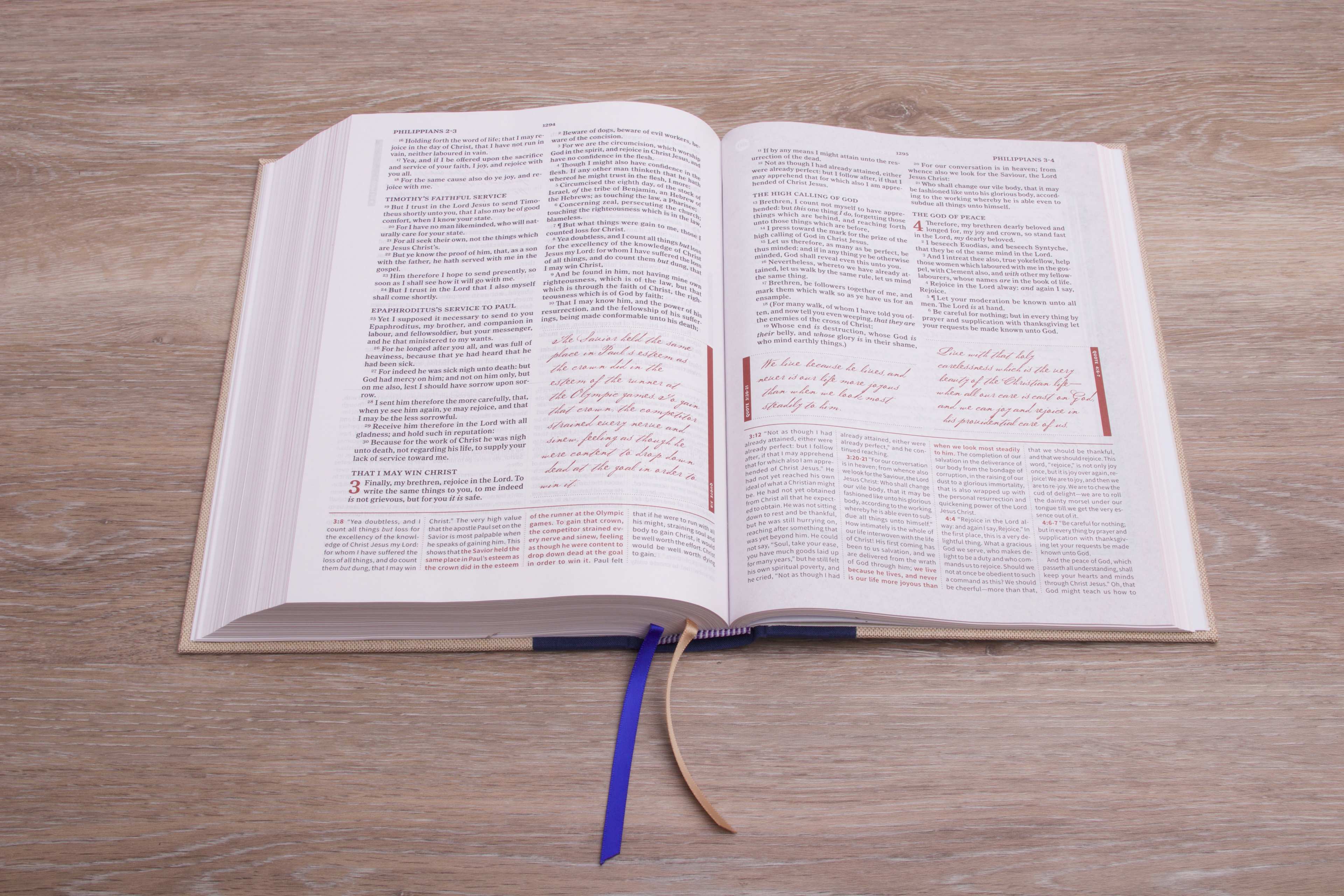 slide 7 of 10 for KJV Spurgeon Study Bible, Navy/Tan Cloth Over Board